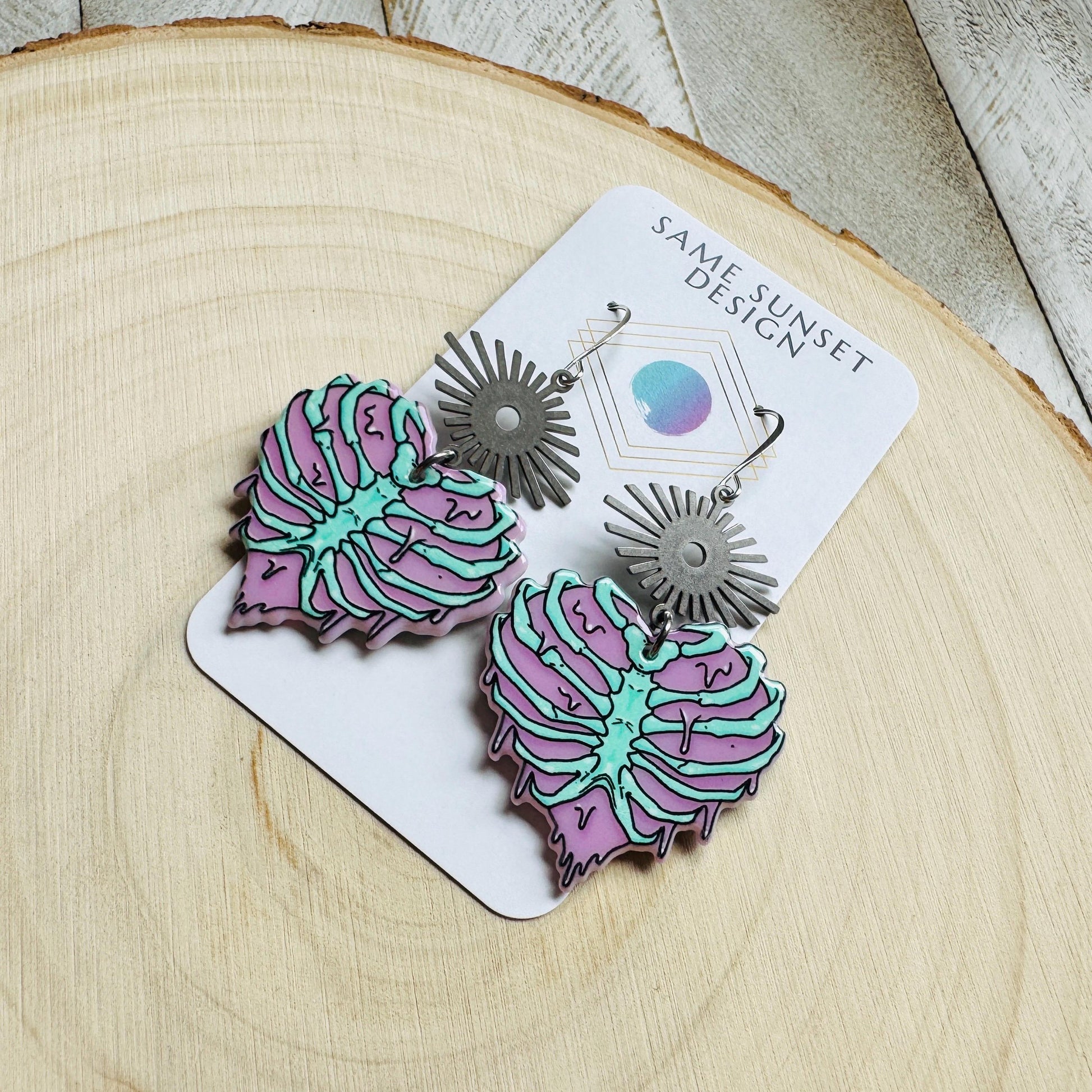 Heart Earrings, Skeleton Earrings, Pastel Goth, Silver Earrings, Birthday Present for Her, Gothic Earrings for Women, Science Teacher Gift