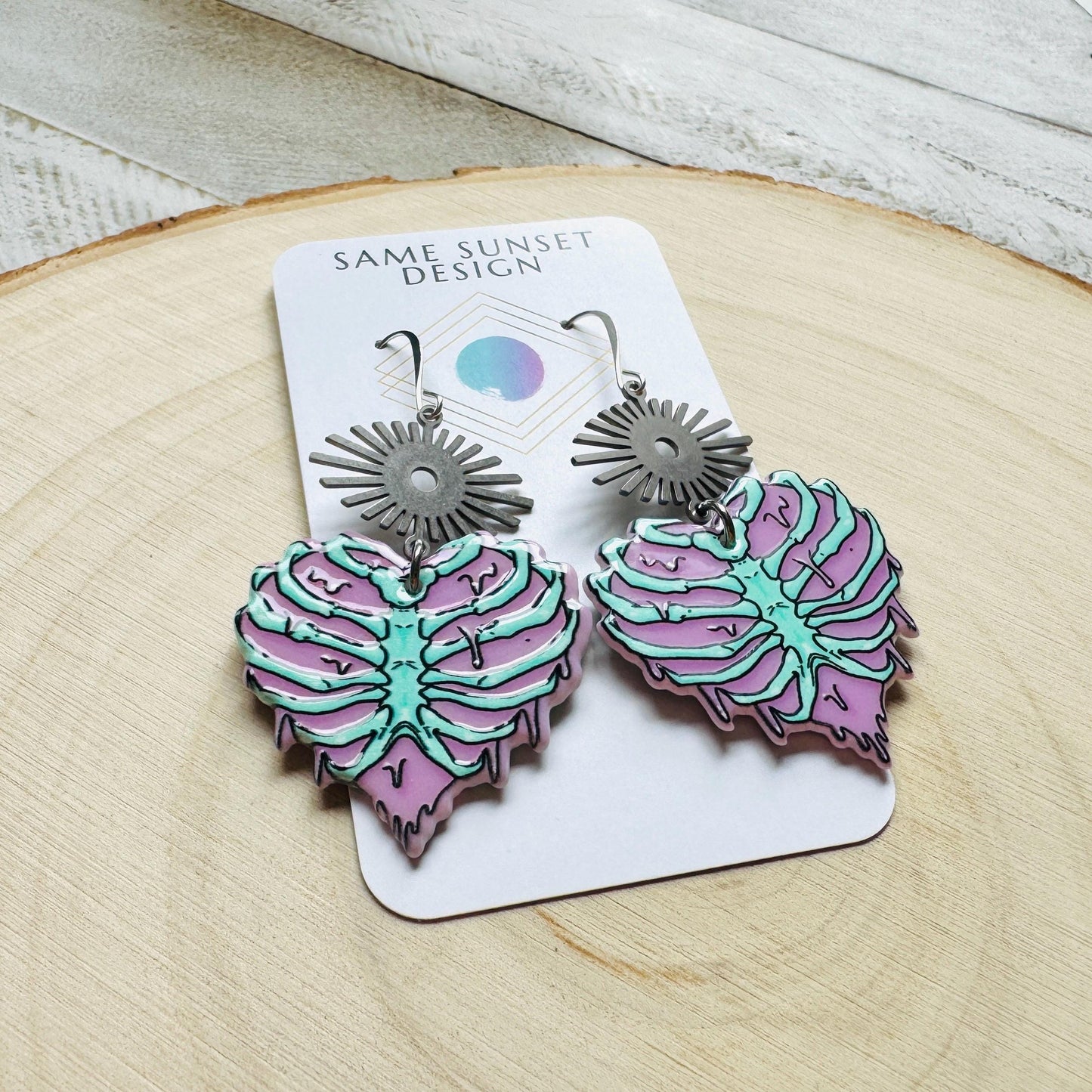 Heart Earrings, Skeleton Earrings, Pastel Goth, Silver Earrings, Birthday Present for Her, Gothic Earrings for Women, Science Teacher Gift
