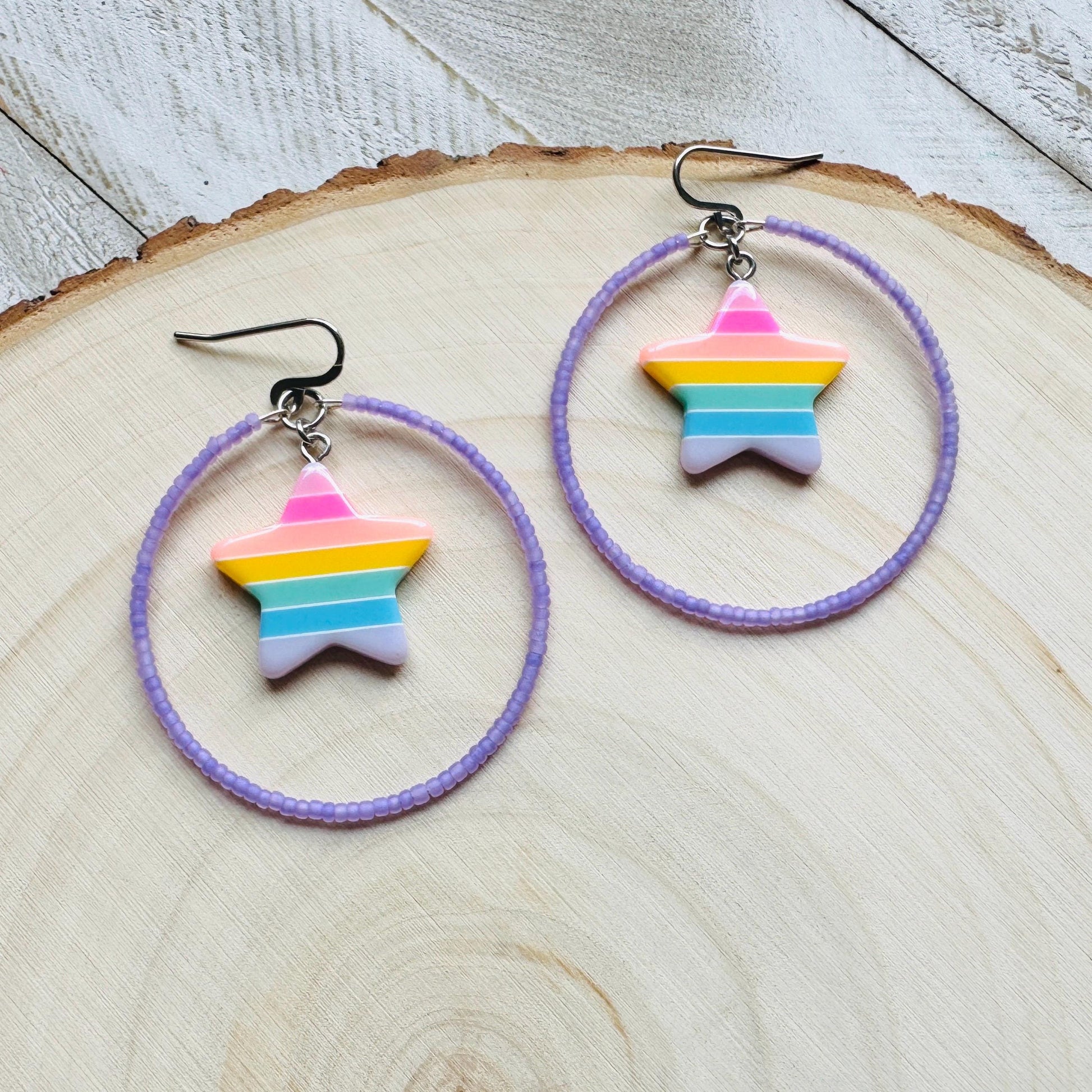 Star Earrings Dangle, Rainbow Earrings, Celestial Jewelry, Festival Jewelry, Sweet 16 Gift Granddaughter, Unique Gifts for Teachers