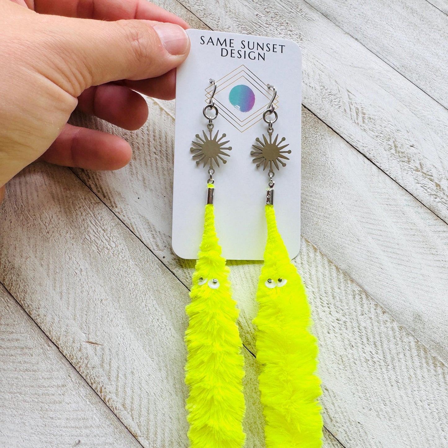 Fuzzy Worm Earrings, Green Worms, Festival Jewelry, Fun Earrings, Sweet 16 Gift Granddaughter, Whimsical Gifts, Friend Gifts for Birthday