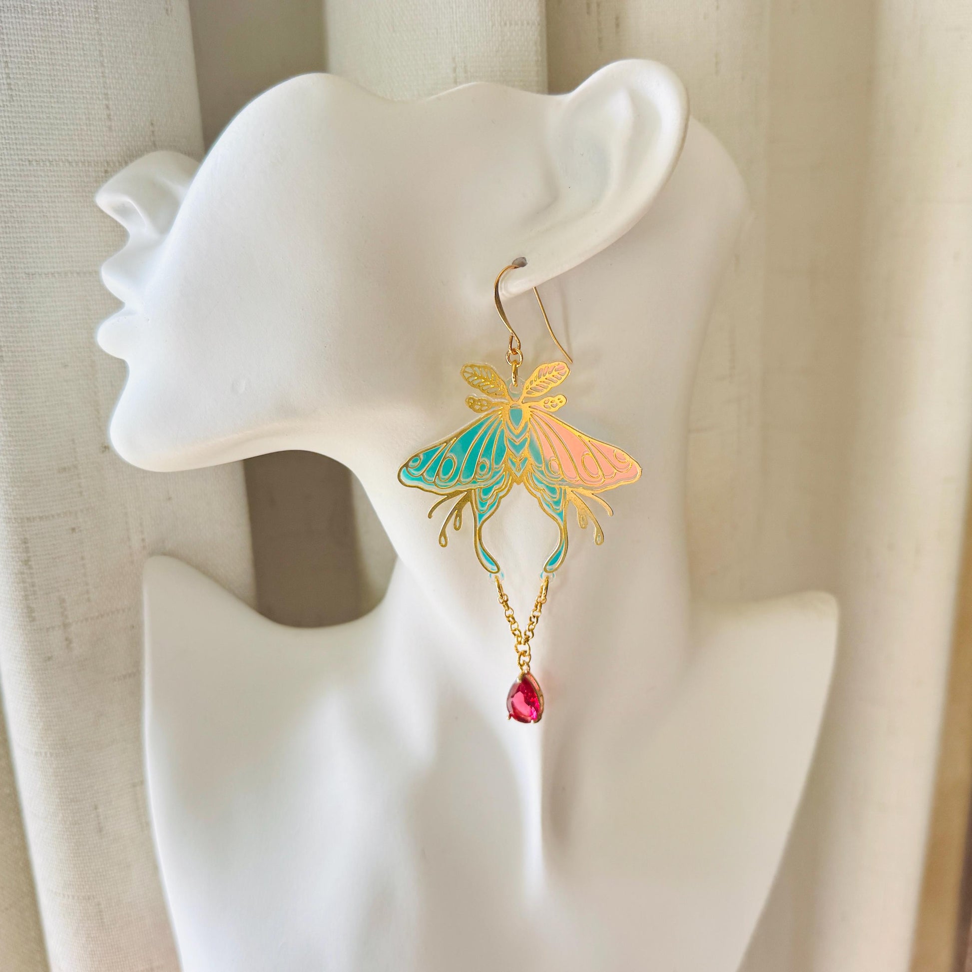 Moth Earrings, Witchy Earrings, Boho Earrings Handmade, Festival Jewelry, Fairycore Jewelry, Birthday Gift for Daughter, Whimsical Gifts