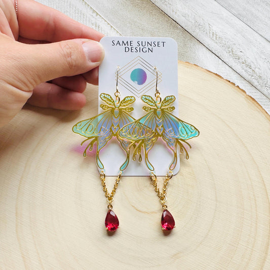 Moth Earrings, Witchy Earrings, Boho Earrings Handmade, Festival Jewelry, Fairycore Jewelry, Birthday Gift for Daughter, Whimsical Gifts