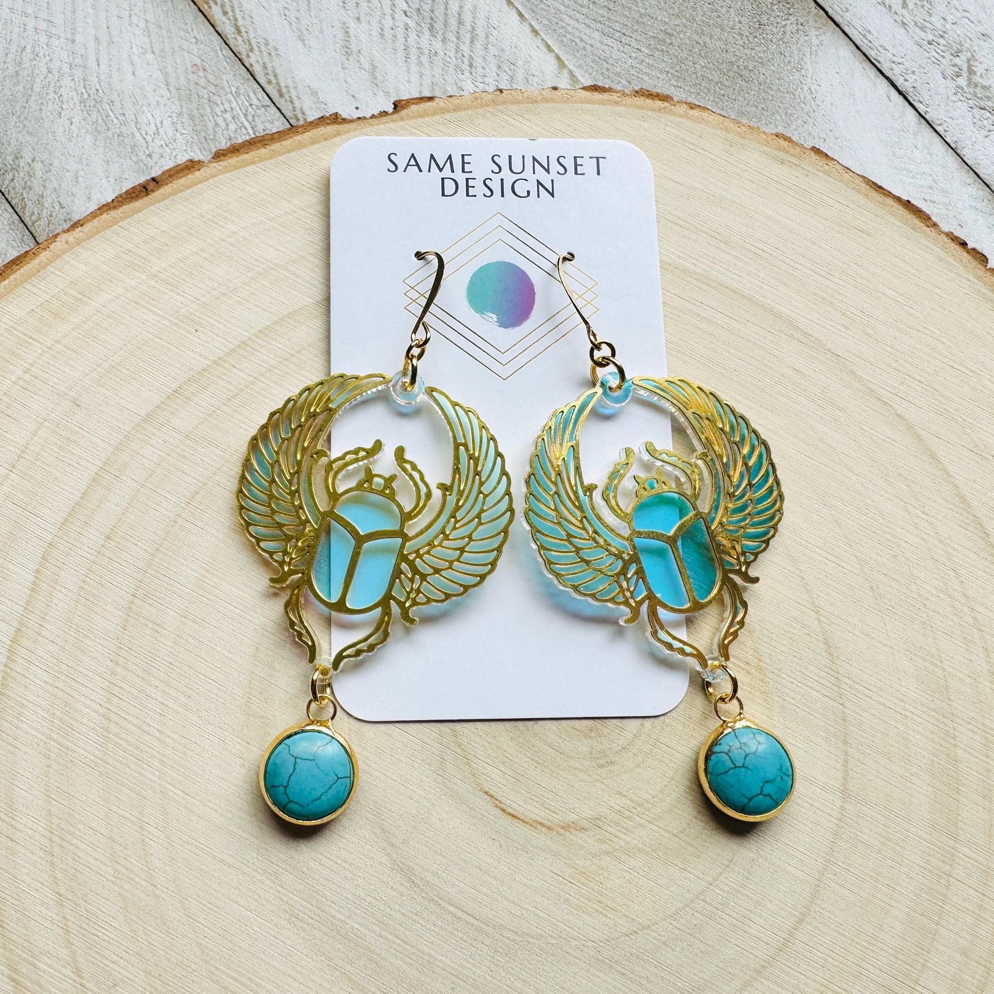 Beetle Earrings, Scarab Earrings, Turquoise Earrings, Witchy Earrings, Bug Lover Gift, Unique Gifts for Women Birthday, Science Teacher Gift