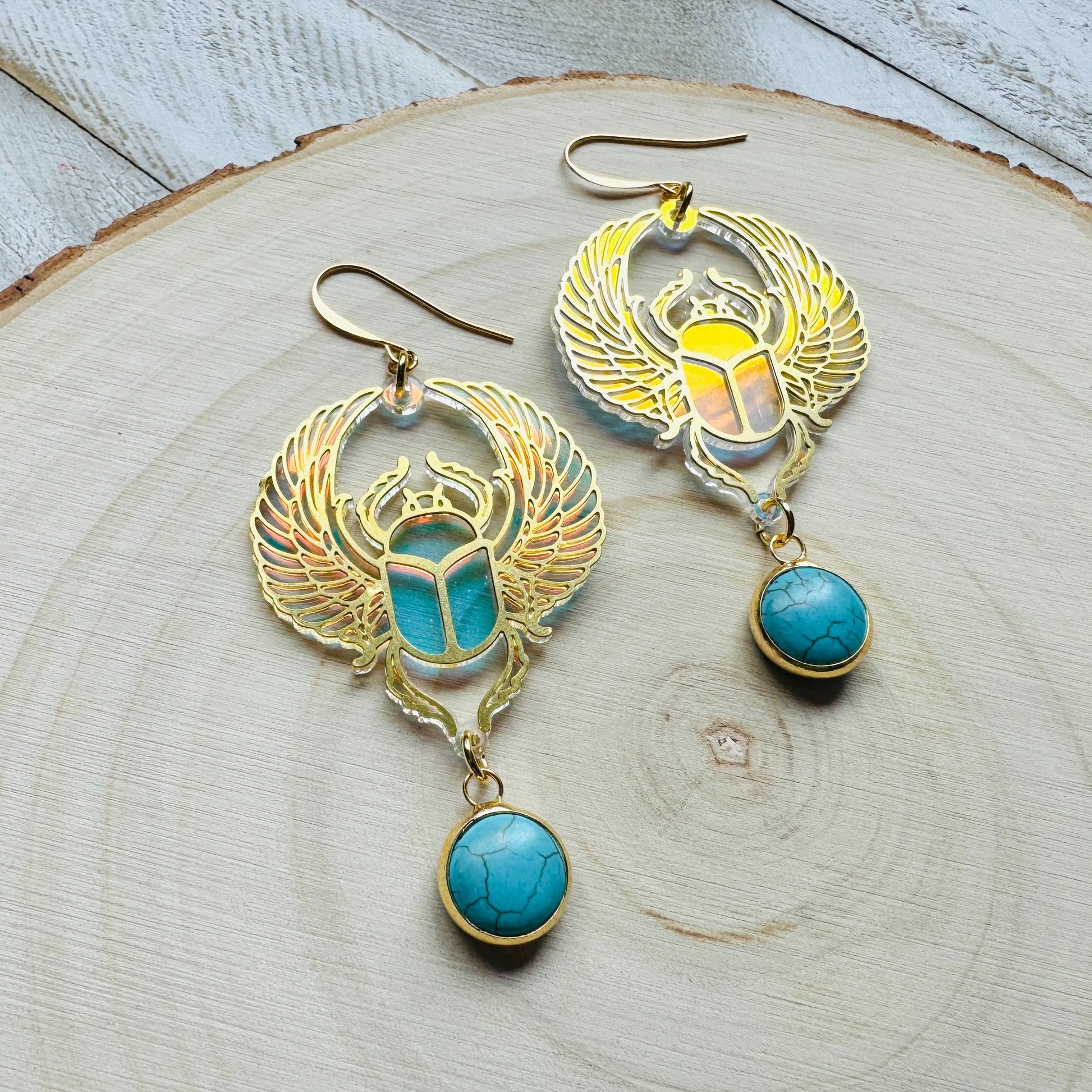 Beetle Earrings, Scarab Earrings, Turquoise Earrings, Witchy Earrings, Bug Lover Gift, Unique Gifts for Women Birthday, Science Teacher Gift