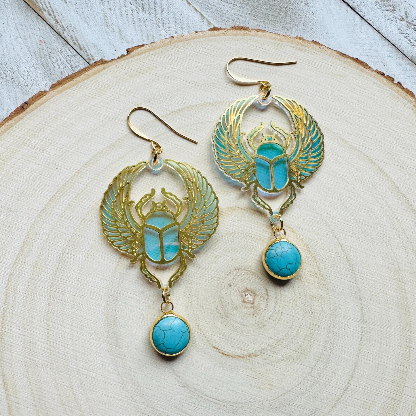 Beetle Earrings, Scarab Earrings, Turquoise Earrings, Witchy Earrings, Bug Lover Gift, Unique Gifts for Women Birthday, Science Teacher Gift