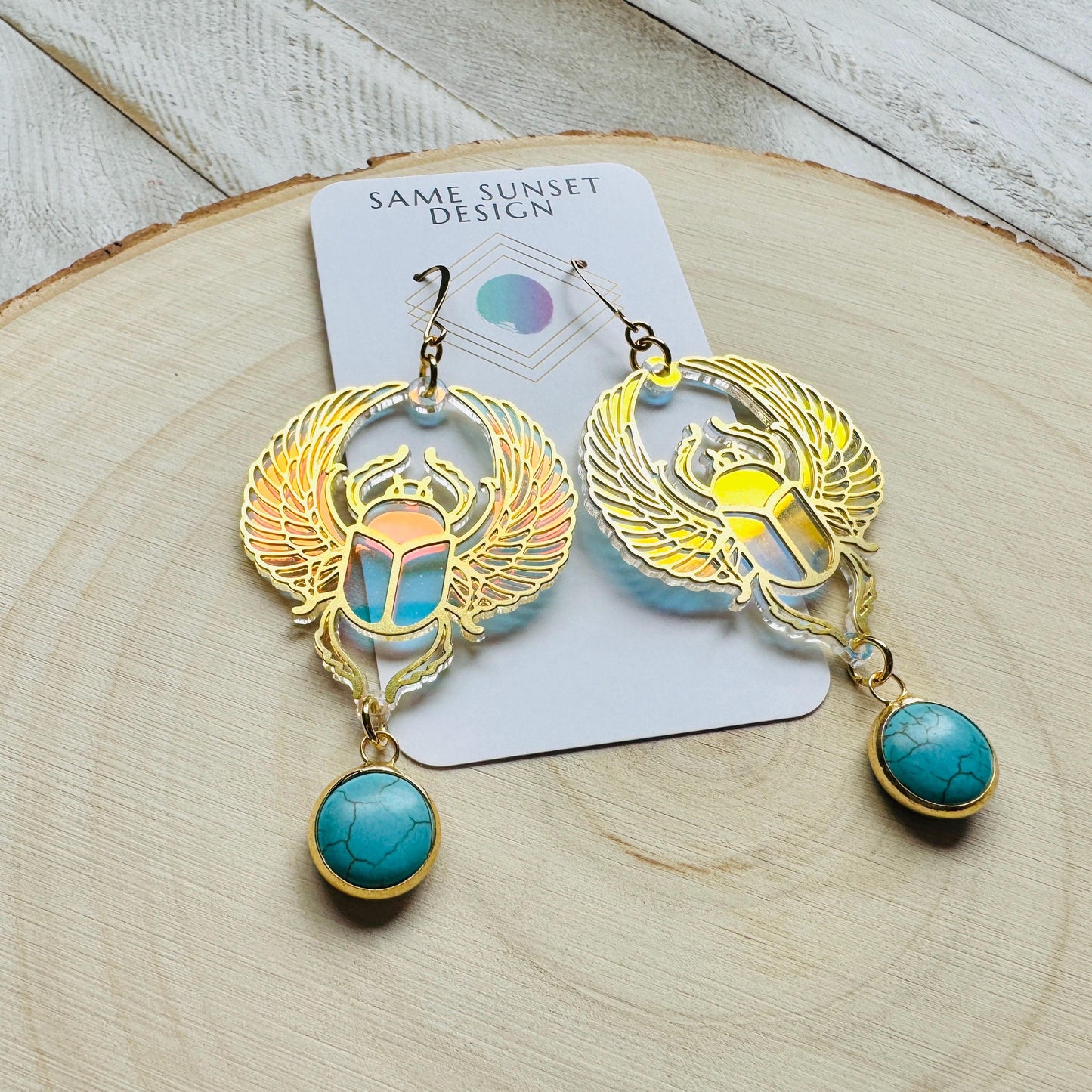 Beetle Earrings, Scarab Earrings, Turquoise Earrings, Witchy Earrings, Bug Lover Gift, Unique Gifts for Women Birthday, Science Teacher Gift