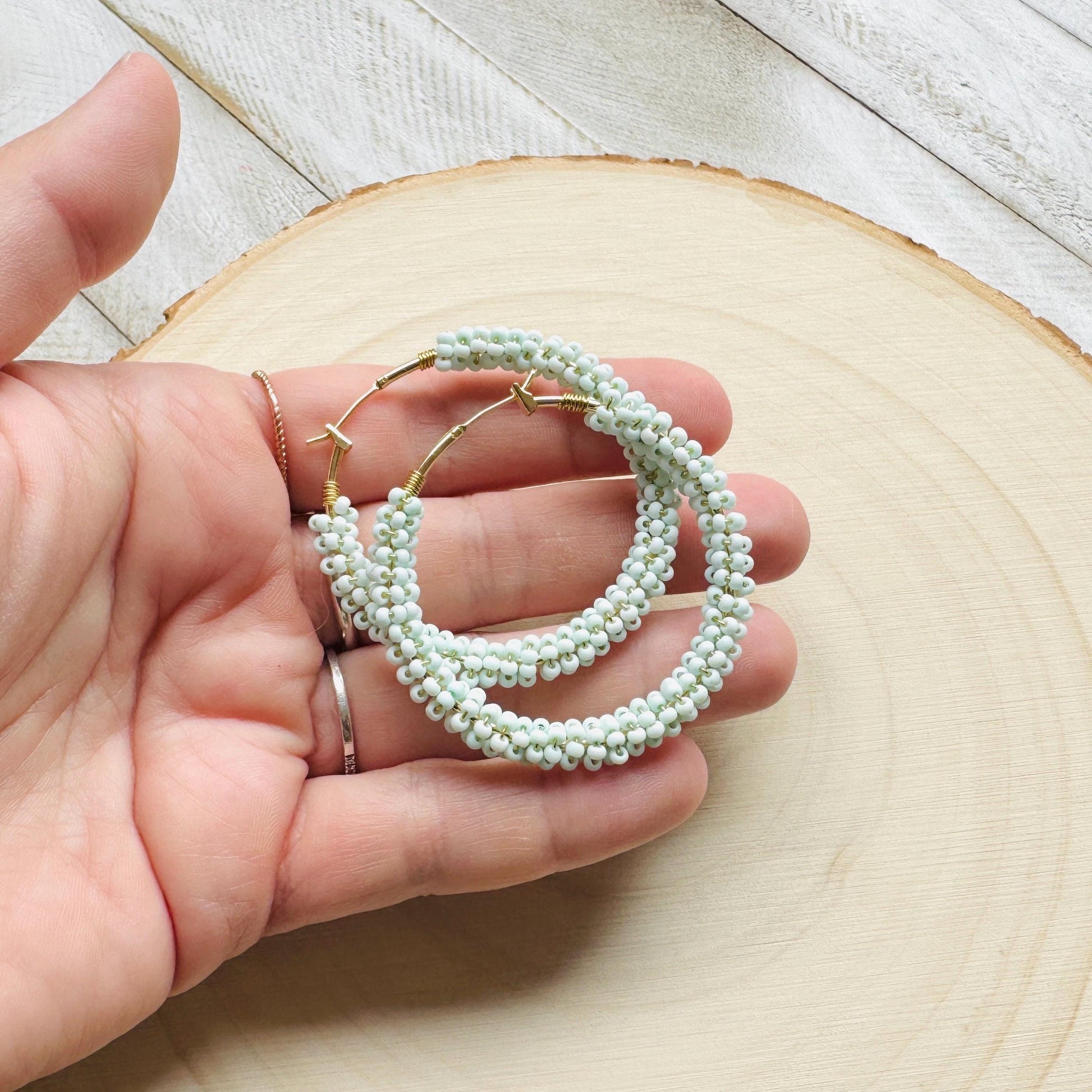 Seed Bead Hoop Earrings, Boho Earrings, Vacation Jewelry, Hoop Earrings Gold, Unique Gifts for Birthday, Sweet 16 Gift Granddaughter