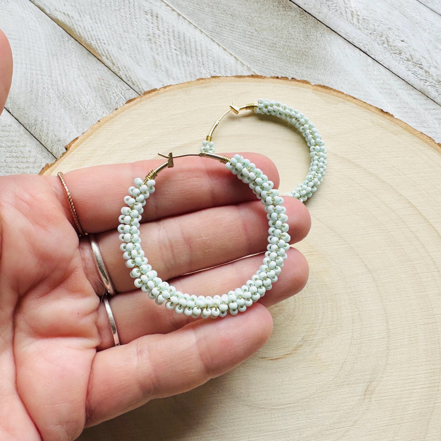 Seed Bead Hoop Earrings, Boho Earrings, Vacation Jewelry, Hoop Earrings Gold, Unique Gifts for Birthday, Sweet 16 Gift Granddaughter