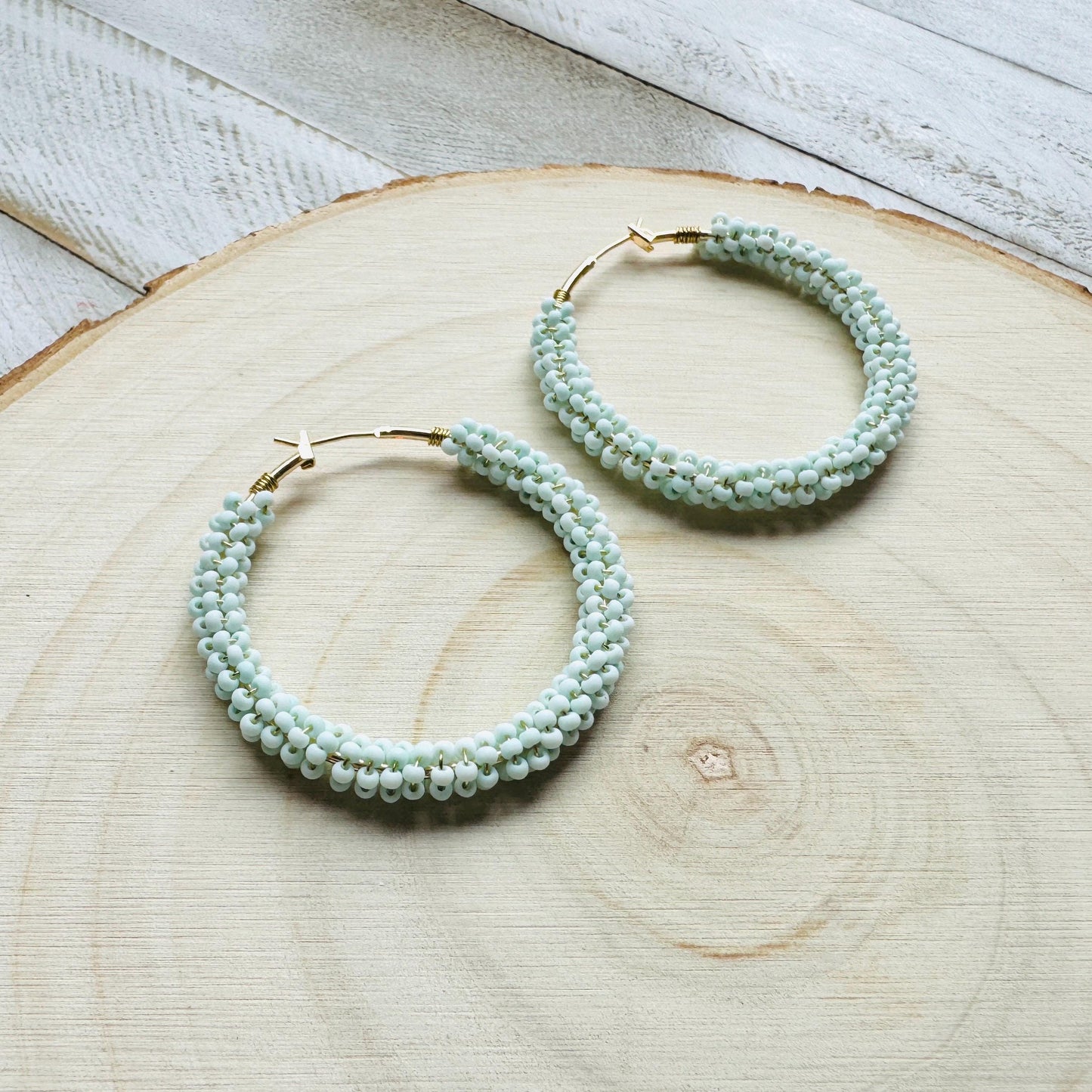 Seed Bead Hoop Earrings, Boho Earrings, Vacation Jewelry, Hoop Earrings Gold, Unique Gifts for Birthday, Sweet 16 Gift Granddaughter
