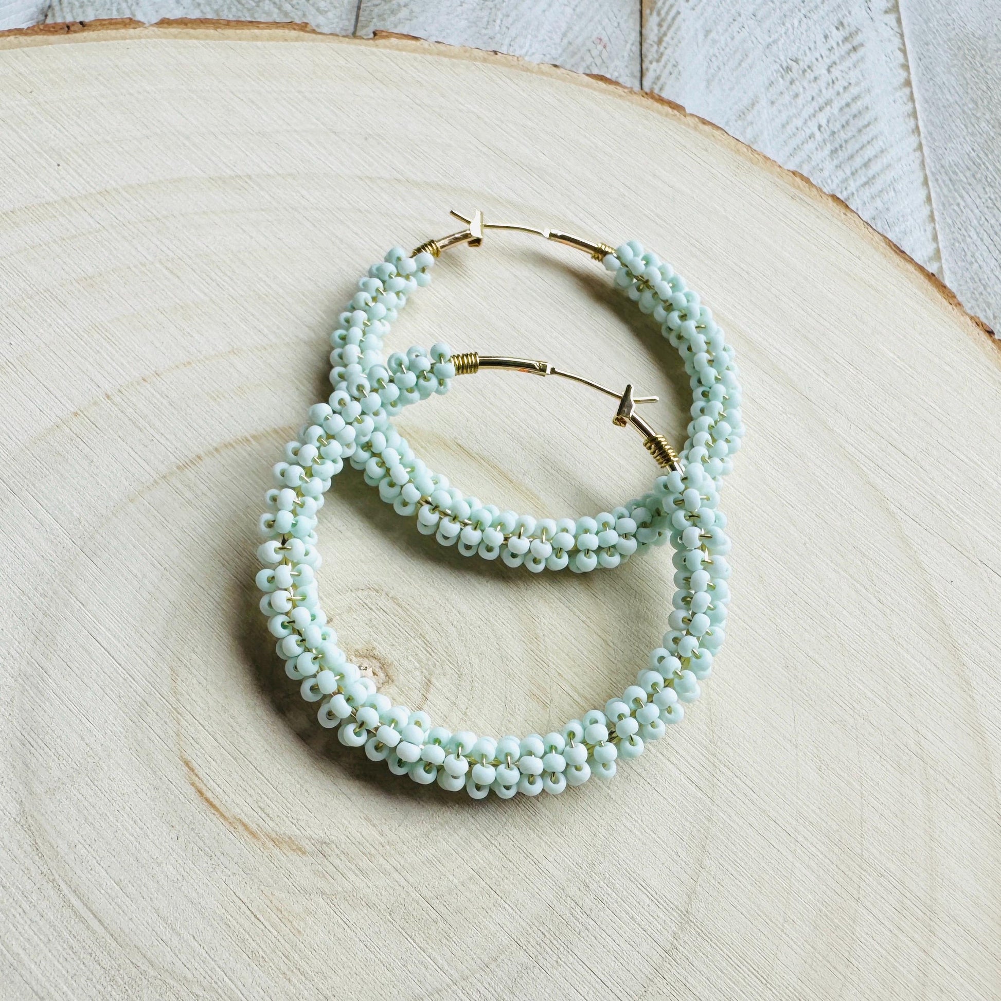 Seed Bead Hoop Earrings, Boho Earrings, Vacation Jewelry, Hoop Earrings Gold, Unique Gifts for Birthday, Sweet 16 Gift Granddaughter