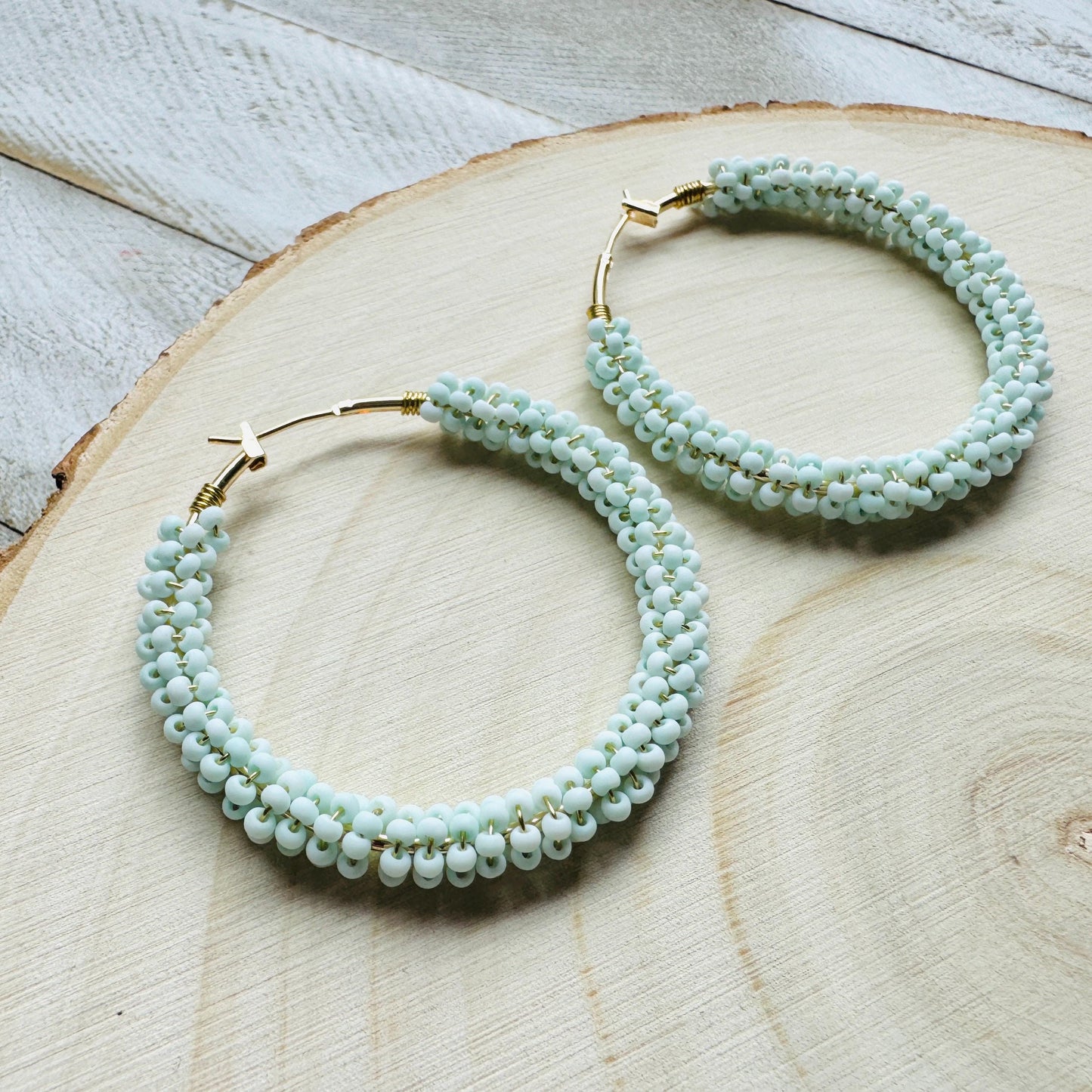 Seed Bead Hoop Earrings, Boho Earrings, Vacation Jewelry, Hoop Earrings Gold, Unique Gifts for Birthday, Sweet 16 Gift Granddaughter