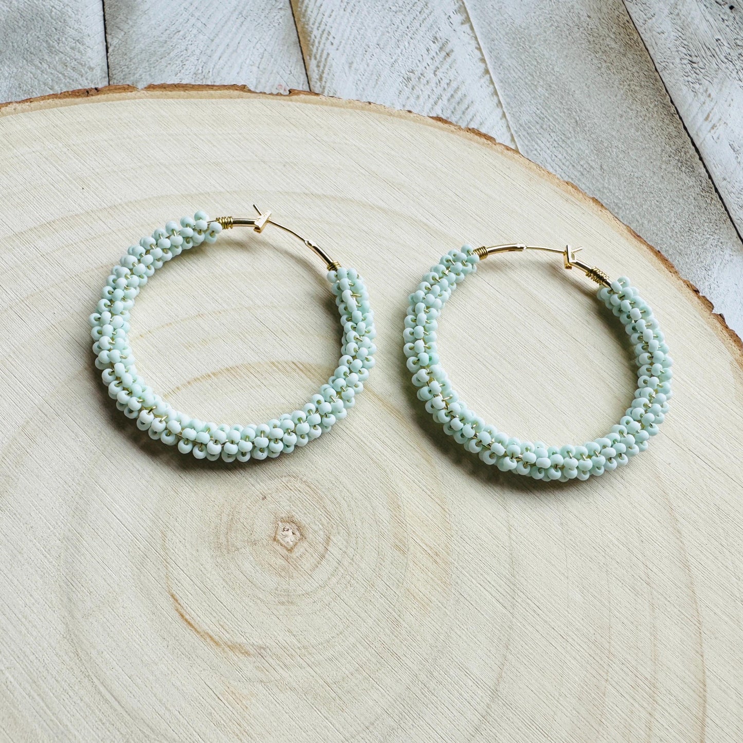 Seed Bead Hoop Earrings, Boho Earrings, Vacation Jewelry, Hoop Earrings Gold, Unique Gifts for Birthday, Sweet 16 Gift Granddaughter