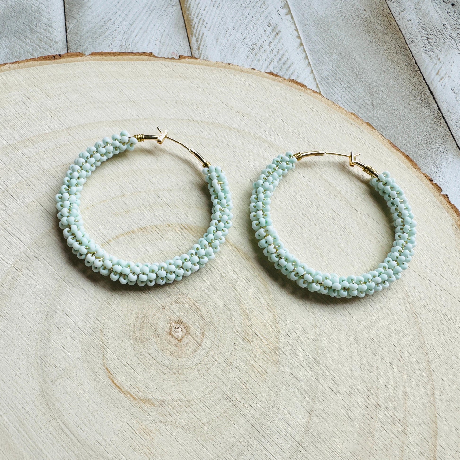 Seed Bead Hoop Earrings, Boho Earrings, Vacation Jewelry, Hoop Earrings Gold, Unique Gifts for Birthday, Sweet 16 Gift Granddaughter