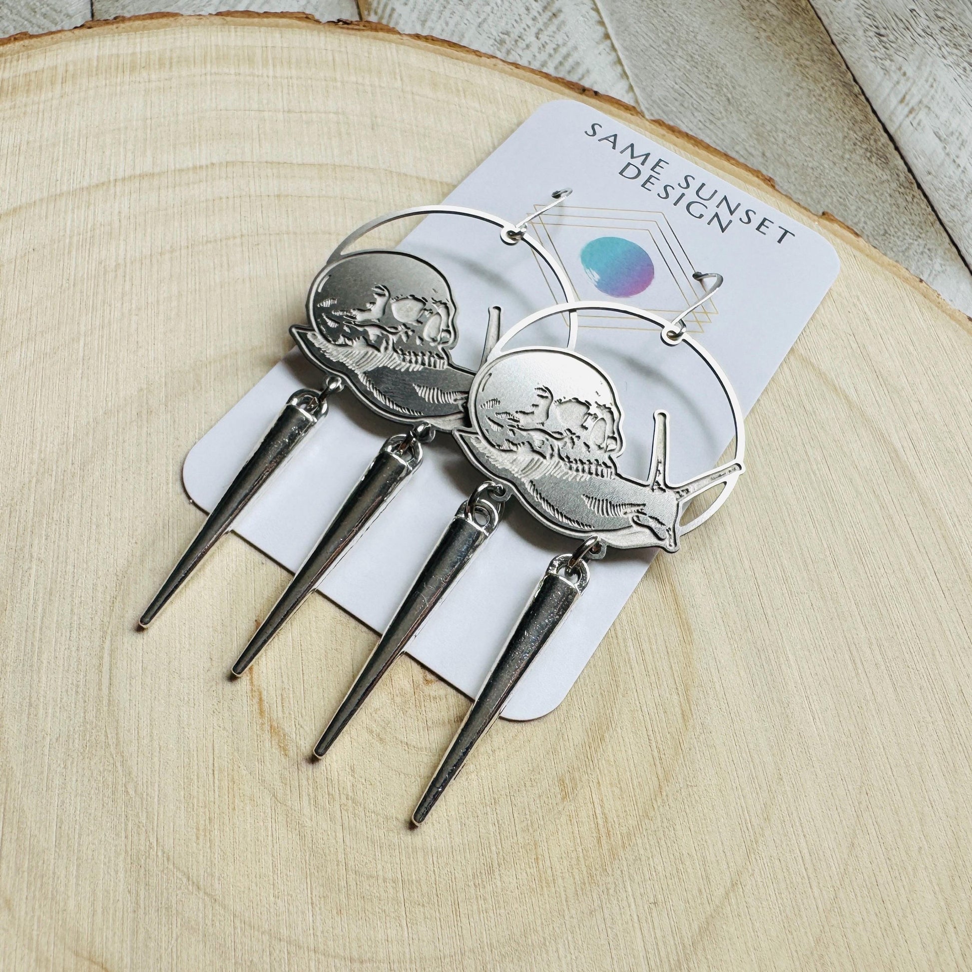 Skull Earrings, Snail Earrings, Spike Earrings, Industrial Earrings, Fun Earrings, Gothic Earrings for Women, Unique Halloween Gifts