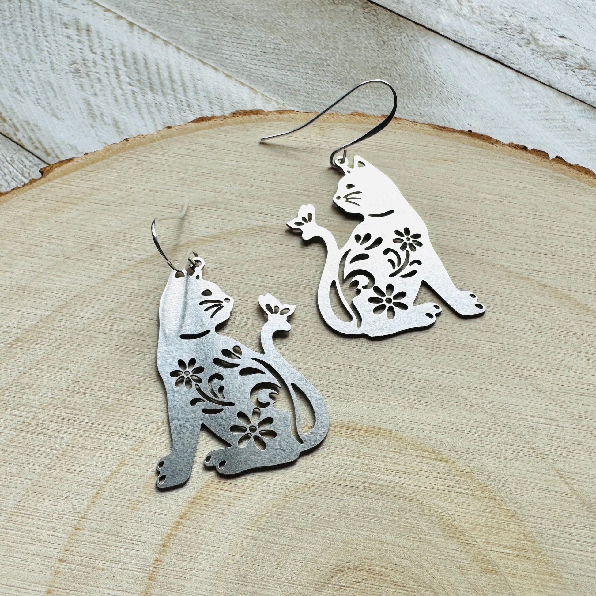 Cat Earrings, Cat Lover Jewelry, Cat Gifts for Cat Lovers, Witchy Earrings, Kawaii Jewelry, Goth Earrings, Nerdy Gifts for Women