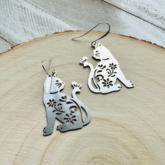 Cat Earrings, Cat Lover Jewelry, Cat Gifts for Cat Lovers, Witchy Earrings, Kawaii Jewelry, Goth Earrings, Nerdy Gifts for Women