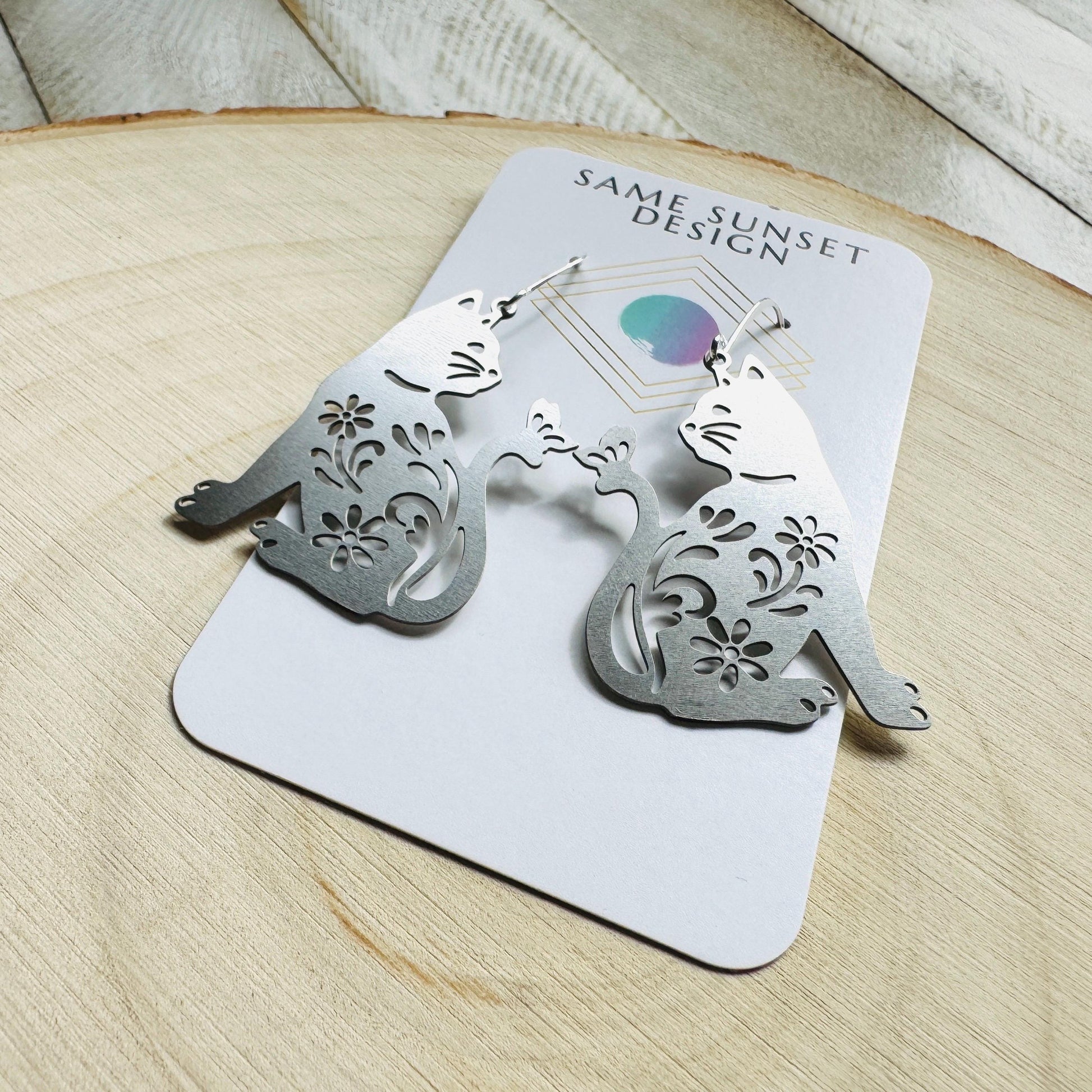 Cat Earrings, Cat Lover Jewelry, Cat Gifts for Cat Lovers, Witchy Earrings, Kawaii Jewelry, Goth Earrings, Nerdy Gifts for Women
