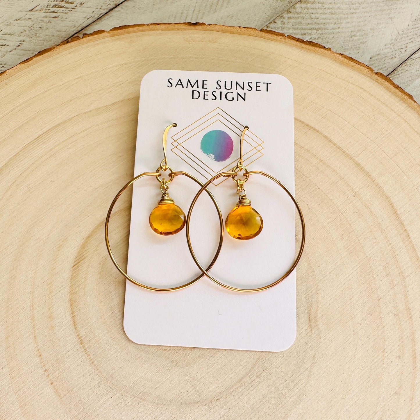 Citrine Earrings Dangle, Hoop Earrings, Western Earrings, Boho Earrings Handmade, Unique Gifts for Teachers, Anniversary Gift for Girlfriend