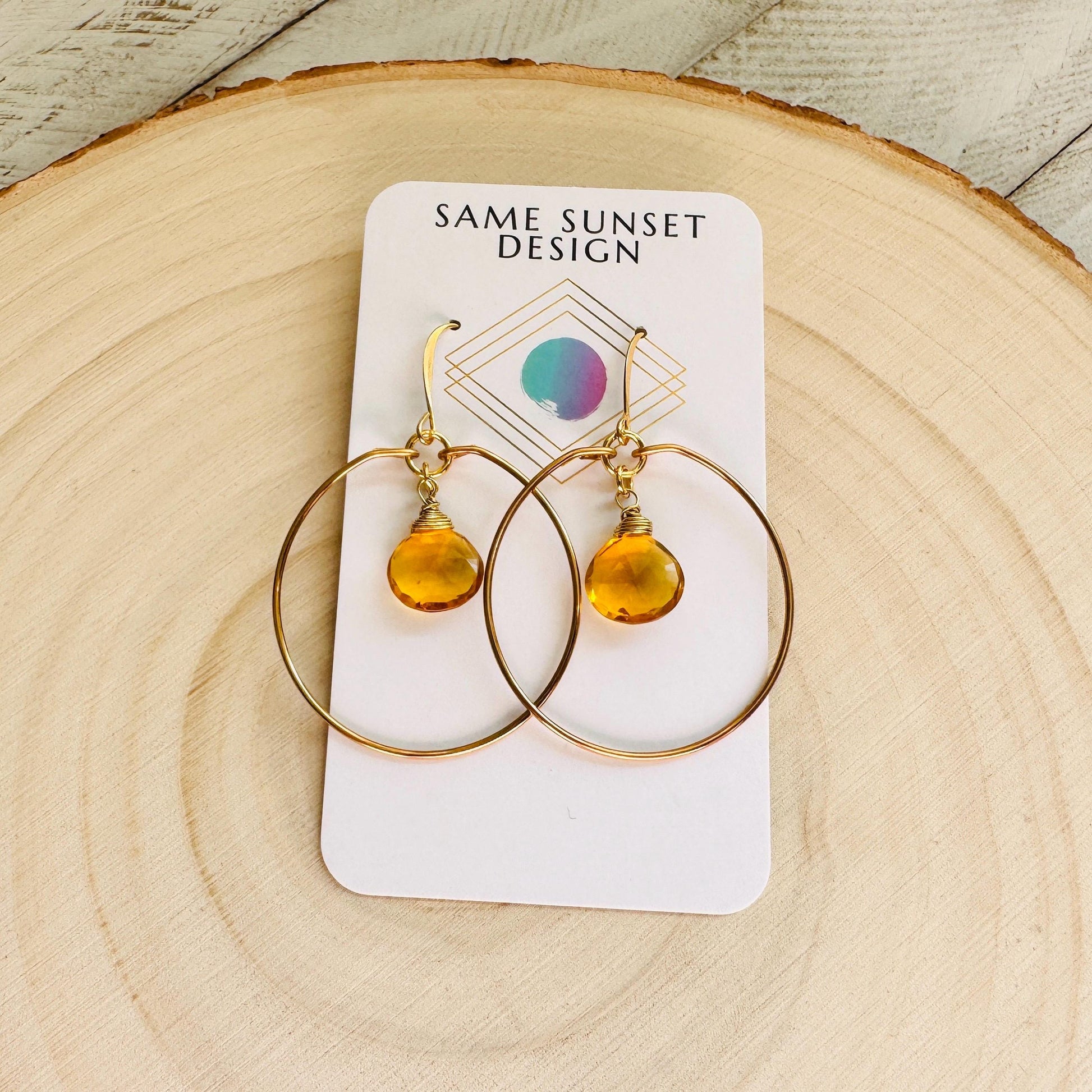 Citrine Earrings Dangle, Hoop Earrings, Western Earrings, Boho Earrings Handmade, Unique Gifts for Teachers, Anniversary Gift for Girlfriend