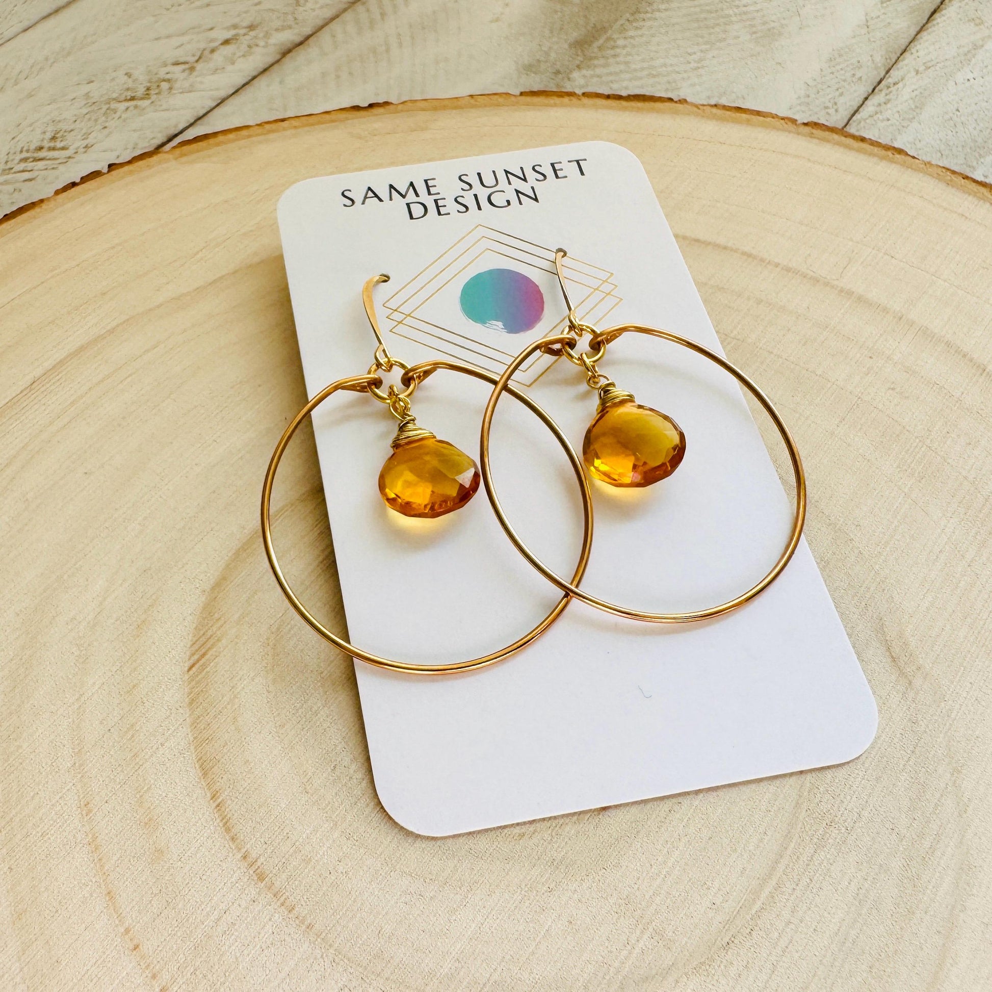 Citrine Earrings Dangle, Hoop Earrings, Western Earrings, Boho Earrings Handmade, Unique Gifts for Teachers, Anniversary Gift for Girlfriend