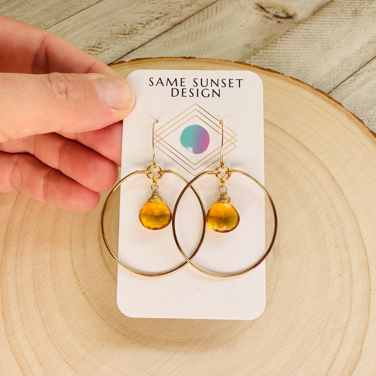 Citrine Earrings Dangle, Hoop Earrings, Western Earrings, Boho Earrings Handmade, Unique Gifts for Teachers, Anniversary Gift for Girlfriend