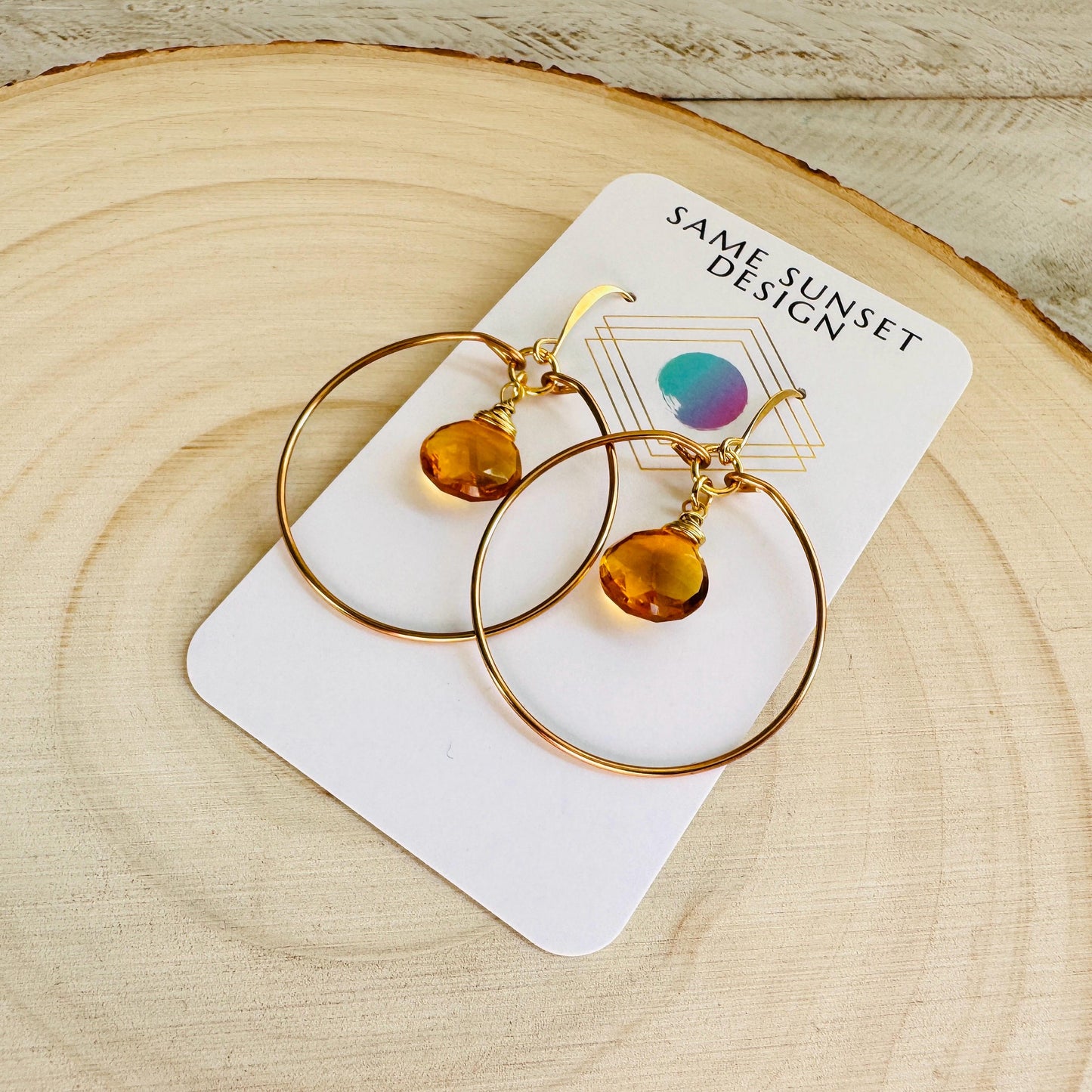 Citrine Earrings Dangle, Hoop Earrings, Western Earrings, Boho Earrings Handmade, Unique Gifts for Teachers, Anniversary Gift for Girlfriend