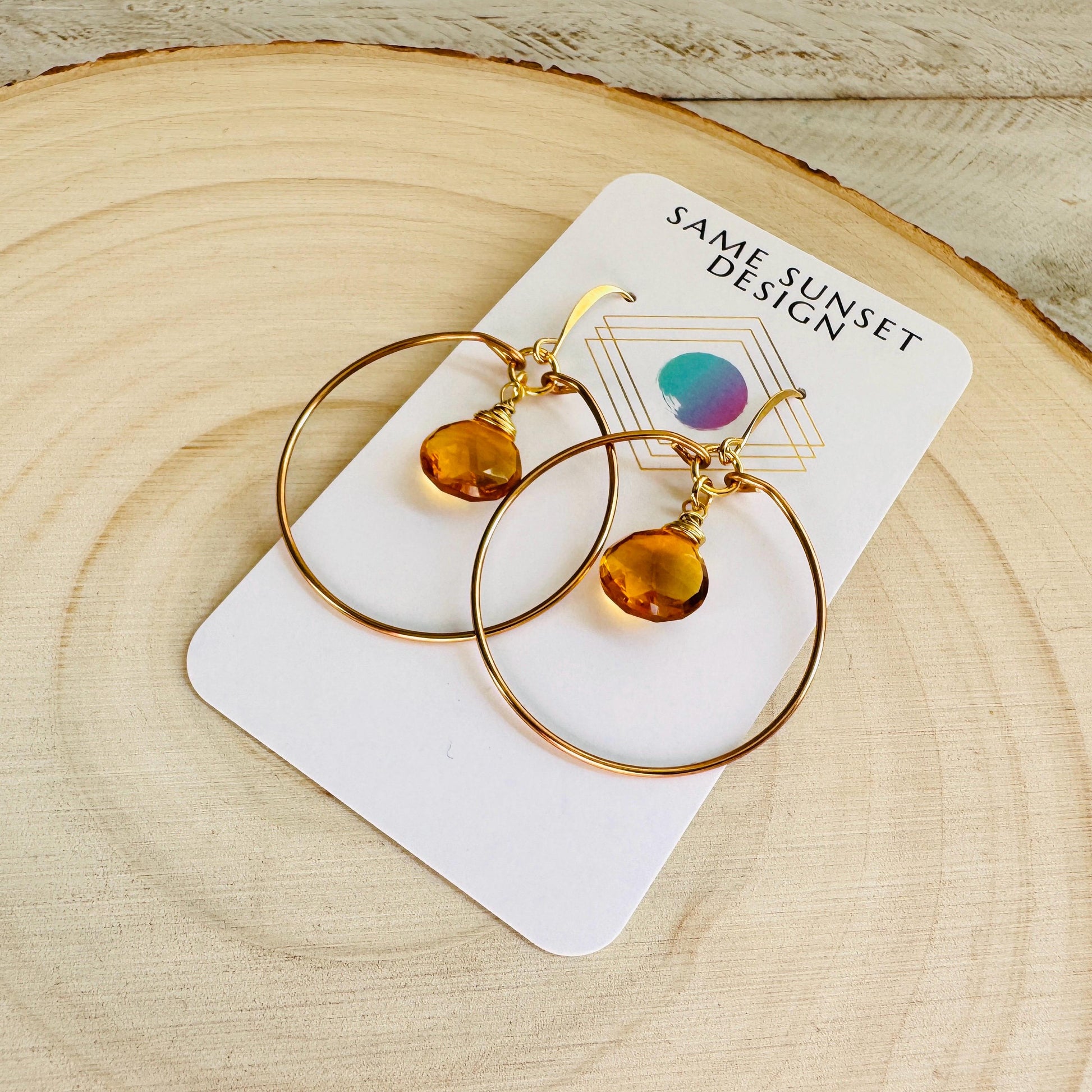 Citrine Earrings Dangle, Hoop Earrings, Western Earrings, Boho Earrings Handmade, Unique Gifts for Teachers, Anniversary Gift for Girlfriend