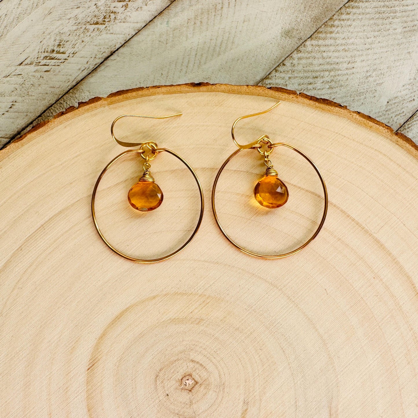 Citrine Earrings Dangle, Hoop Earrings, Western Earrings, Boho Earrings Handmade, Unique Gifts for Teachers, Anniversary Gift for Girlfriend