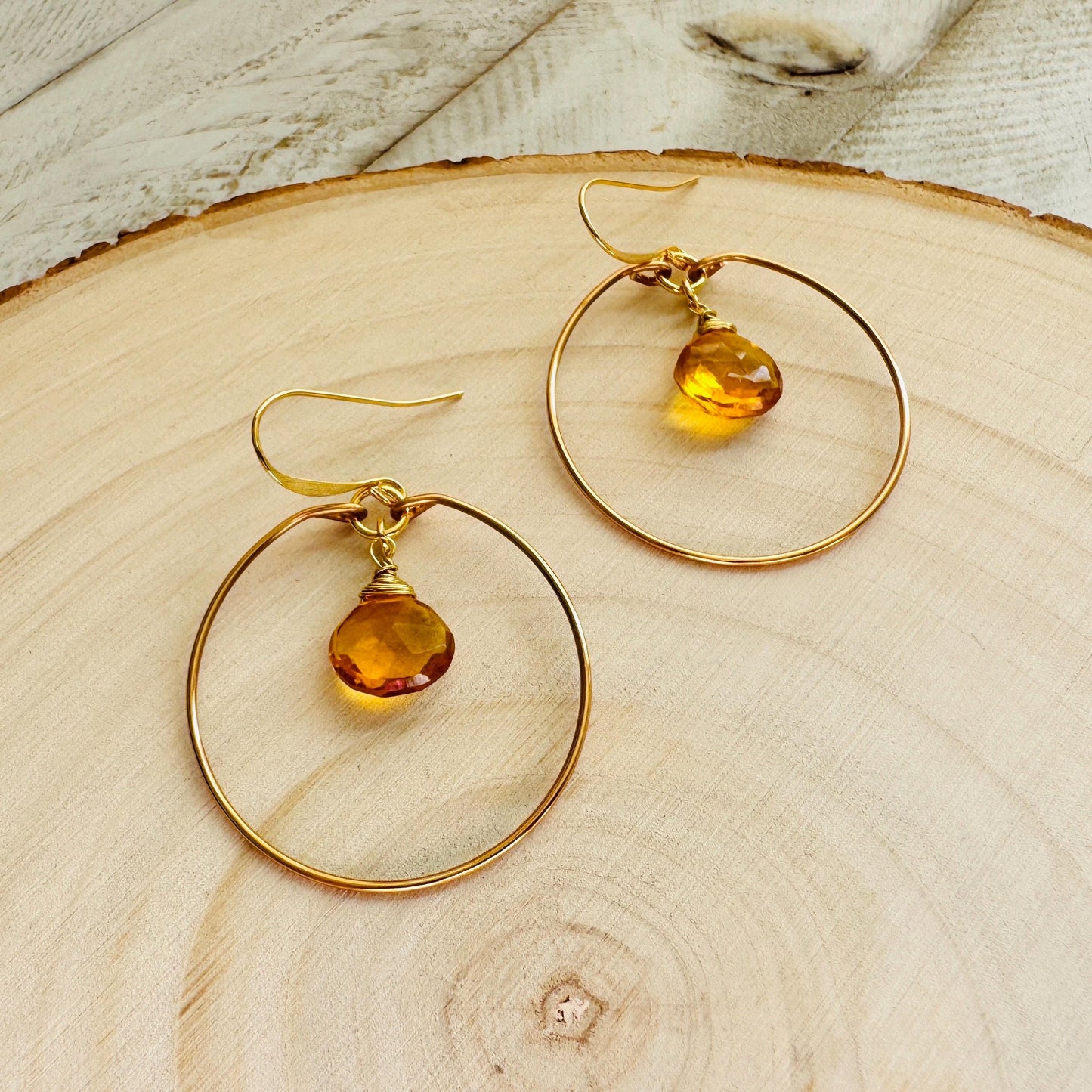 Citrine Earrings Dangle, Hoop Earrings, Western Earrings, Boho Earrings Handmade, Unique Gifts for Teachers, Anniversary Gift for Girlfriend