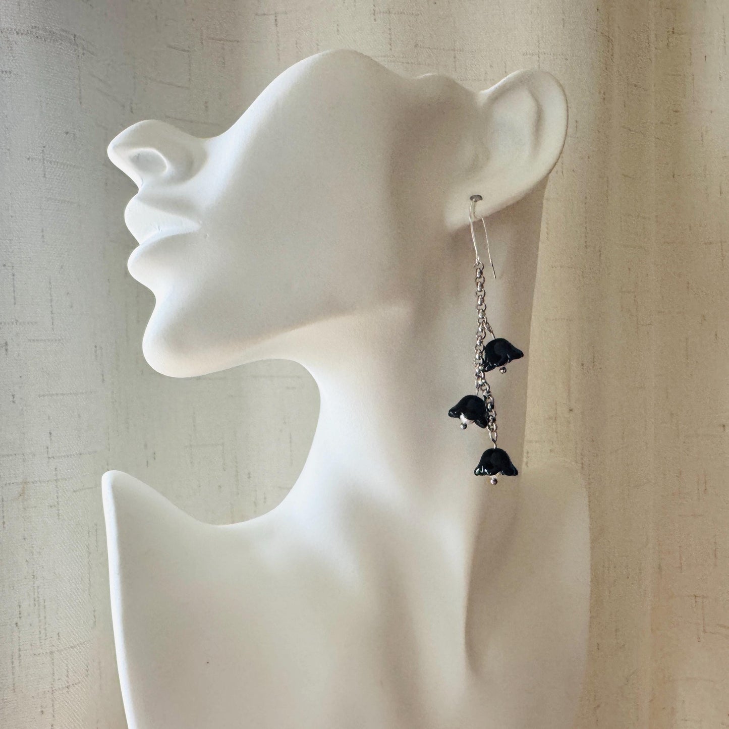 Flower Earrings, Pearl Earrings Dangle, Cottagecore Jewelry, Fairycore Jewelry, Gothic Earrings for Women, Corporate Goth, Plant Mom Gift