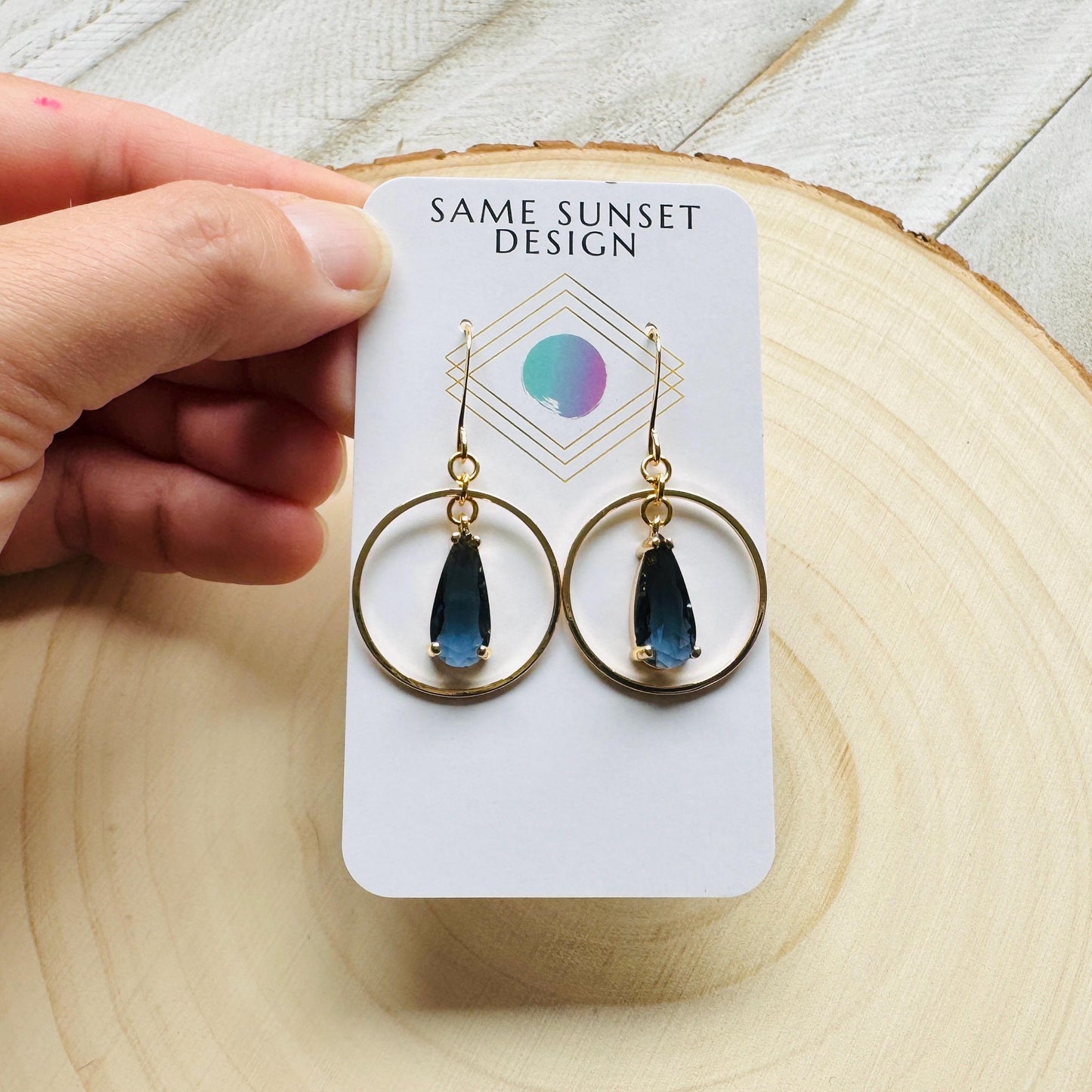 Blue Earrings, Hoop Earrings Gold, Unique Gifts for Women Who Have Everything, Western Earrings, Bridesmaid Jewelry, Friend Gifts for Women
