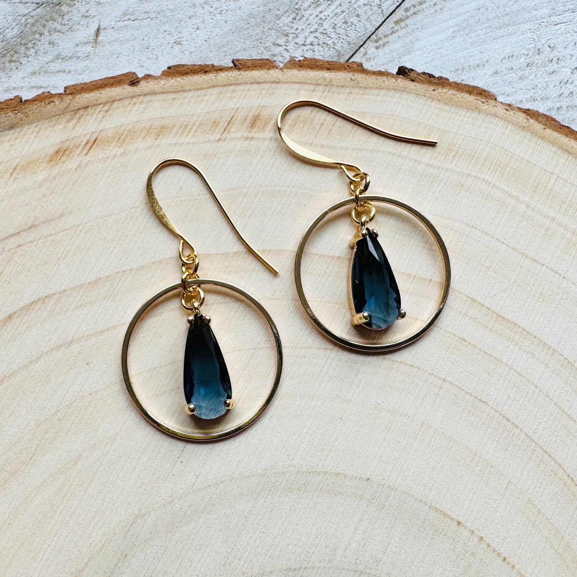 Blue Earrings, Hoop Earrings Gold, Unique Gifts for Women Who Have Everything, Western Earrings, Bridesmaid Jewelry, Friend Gifts for Women