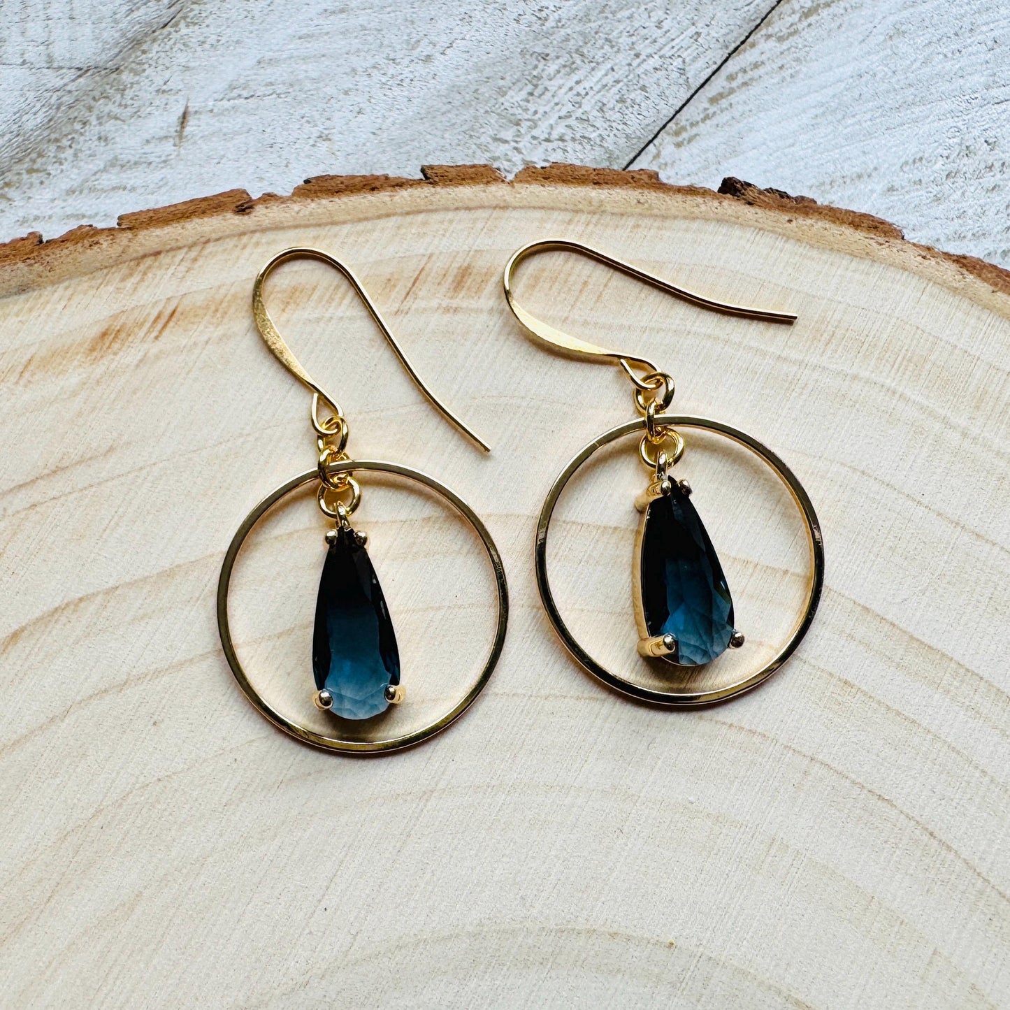 Blue Earrings, Hoop Earrings Gold, Unique Gifts for Women Who Have Everything, Western Earrings, Bridesmaid Jewelry, Friend Gifts for Women