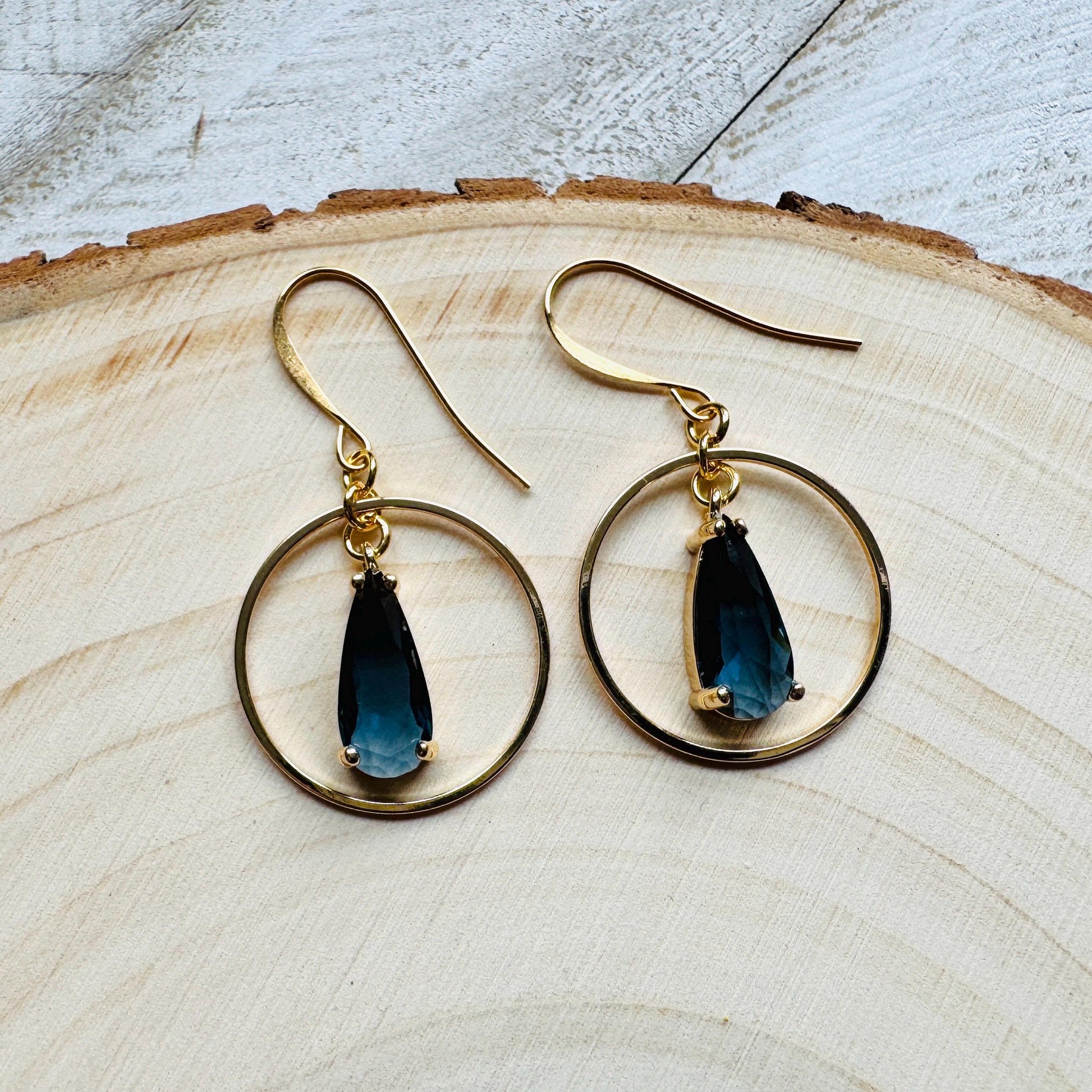 Blue Earrings, Hoop Earrings Gold, Unique Gifts for Women Who Have Everything, Western Earrings, Bridesmaid Jewelry, Friend Gifts for Women