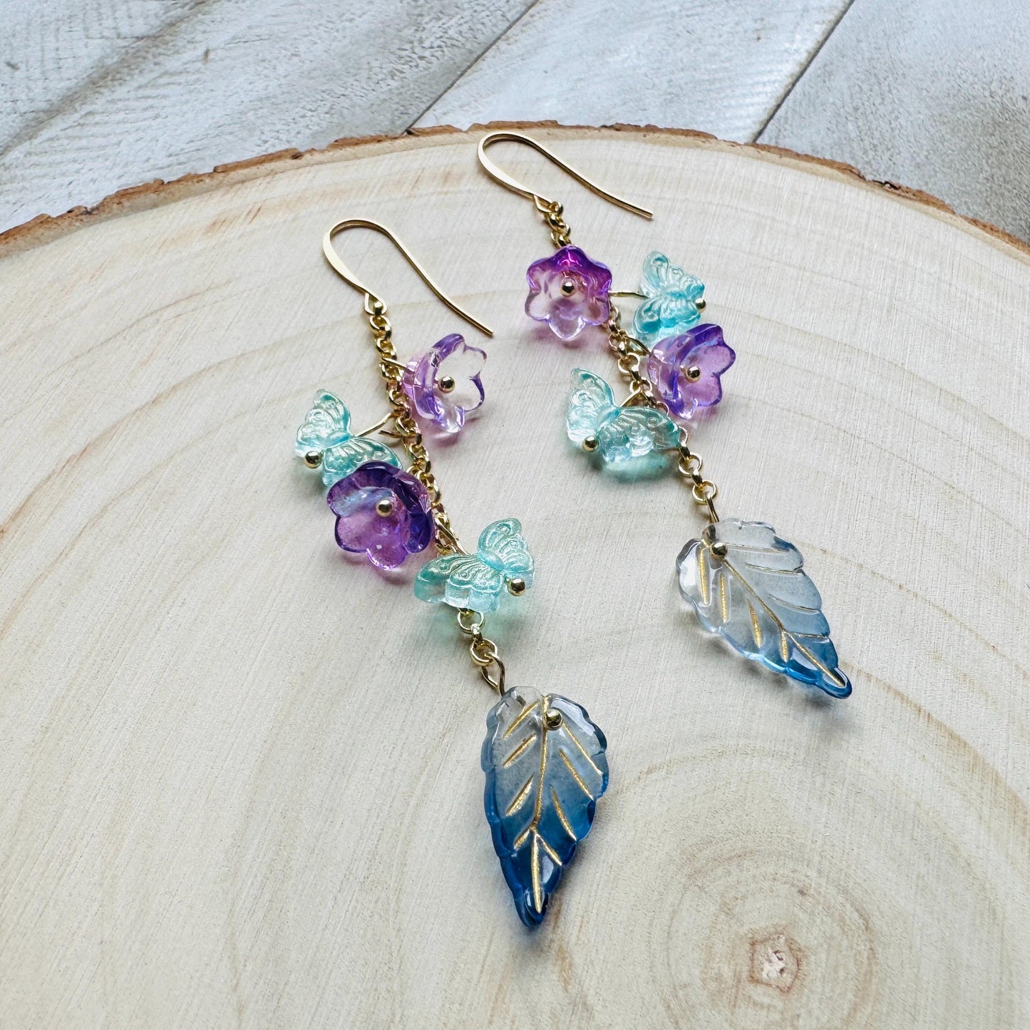 Flower Earrings, Butterfly Earrings, Fairycore Jewelry Gold, Cottagecore Jewelry, Wedding Jewelry, Birthday Present For Her, Plant Mom Gift