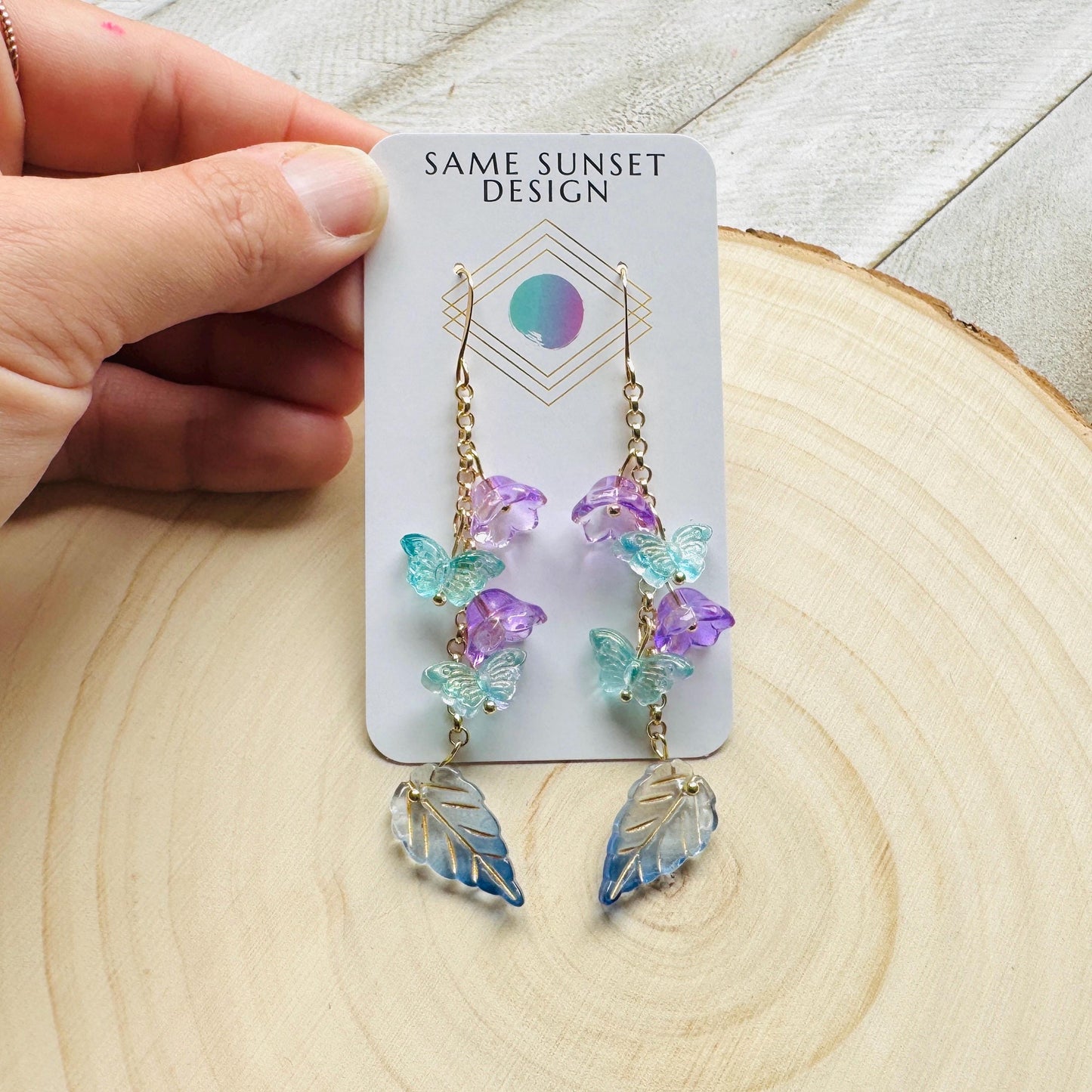 Flower Earrings, Butterfly Earrings, Fairycore Jewelry Gold, Cottagecore Jewelry, Wedding Jewelry, Birthday Present For Her, Plant Mom Gift