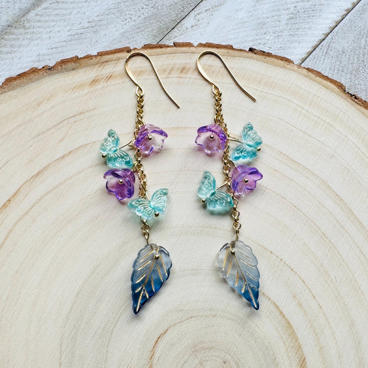 Flower Earrings, Butterfly Earrings, Fairycore Jewelry Gold, Cottagecore Jewelry, Wedding Jewelry, Birthday Present For Her, Plant Mom Gift