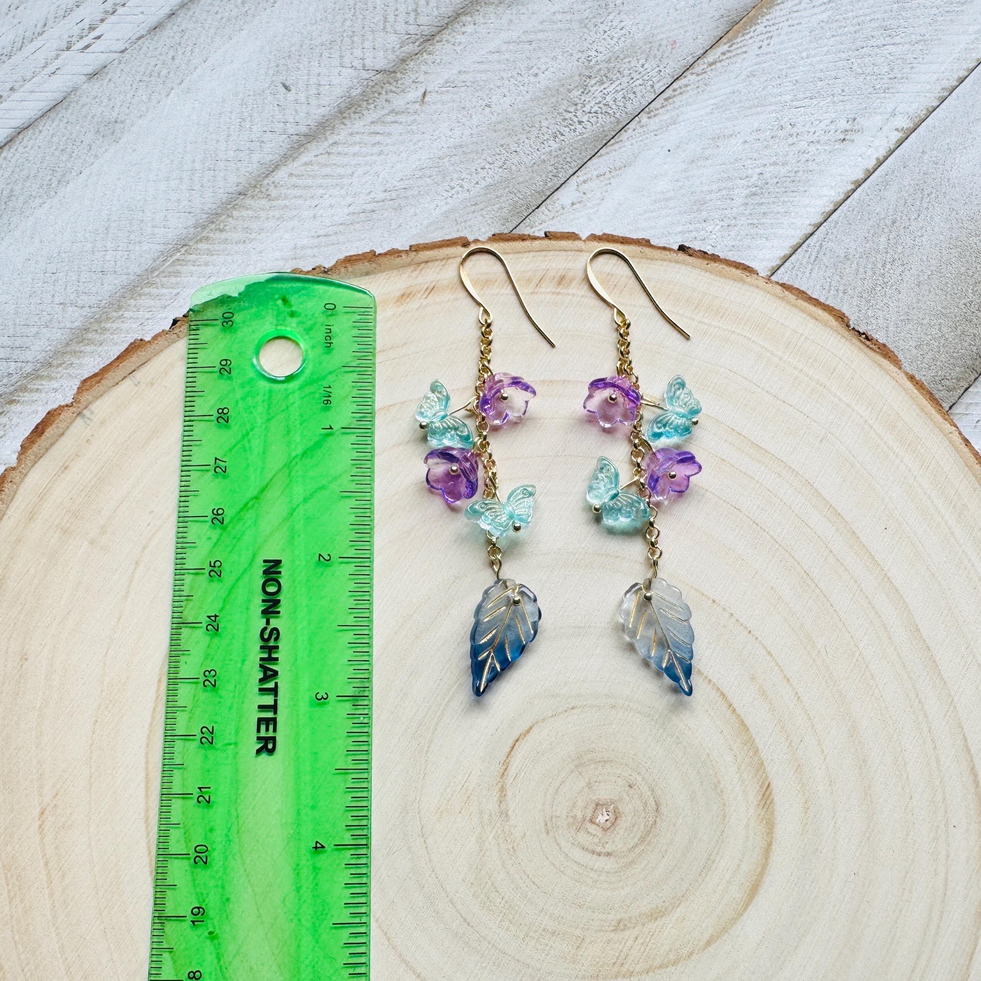 Flower Earrings, Butterfly Earrings, Fairycore Jewelry Gold, Cottagecore Jewelry, Wedding Jewelry, Birthday Present For Her, Plant Mom Gift