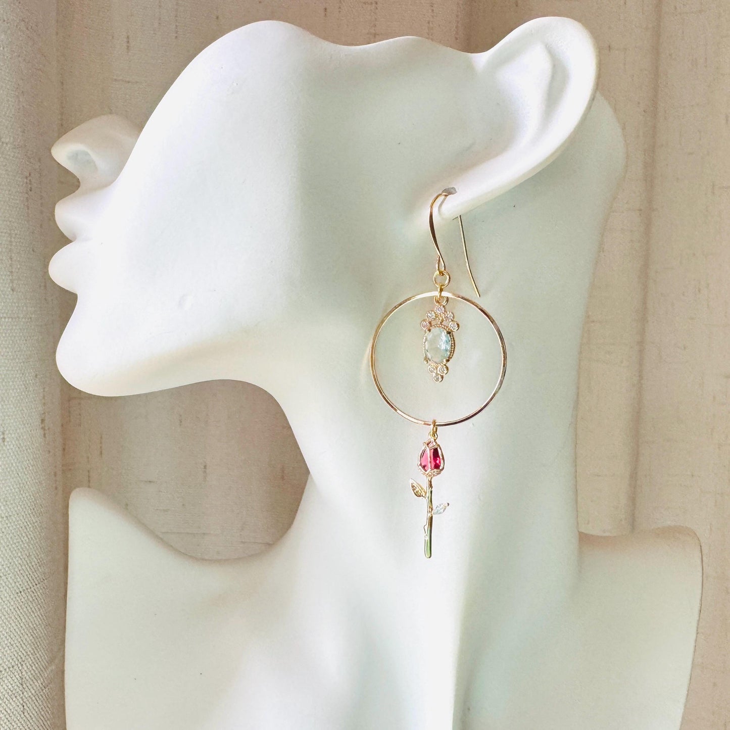 Rose Earrings, Flower Earrings, Witchy Gifts for Women Aesthetic, Coquette Jewelry, Gold Hoop Earrings For Women, Love Gifts for Daughter
