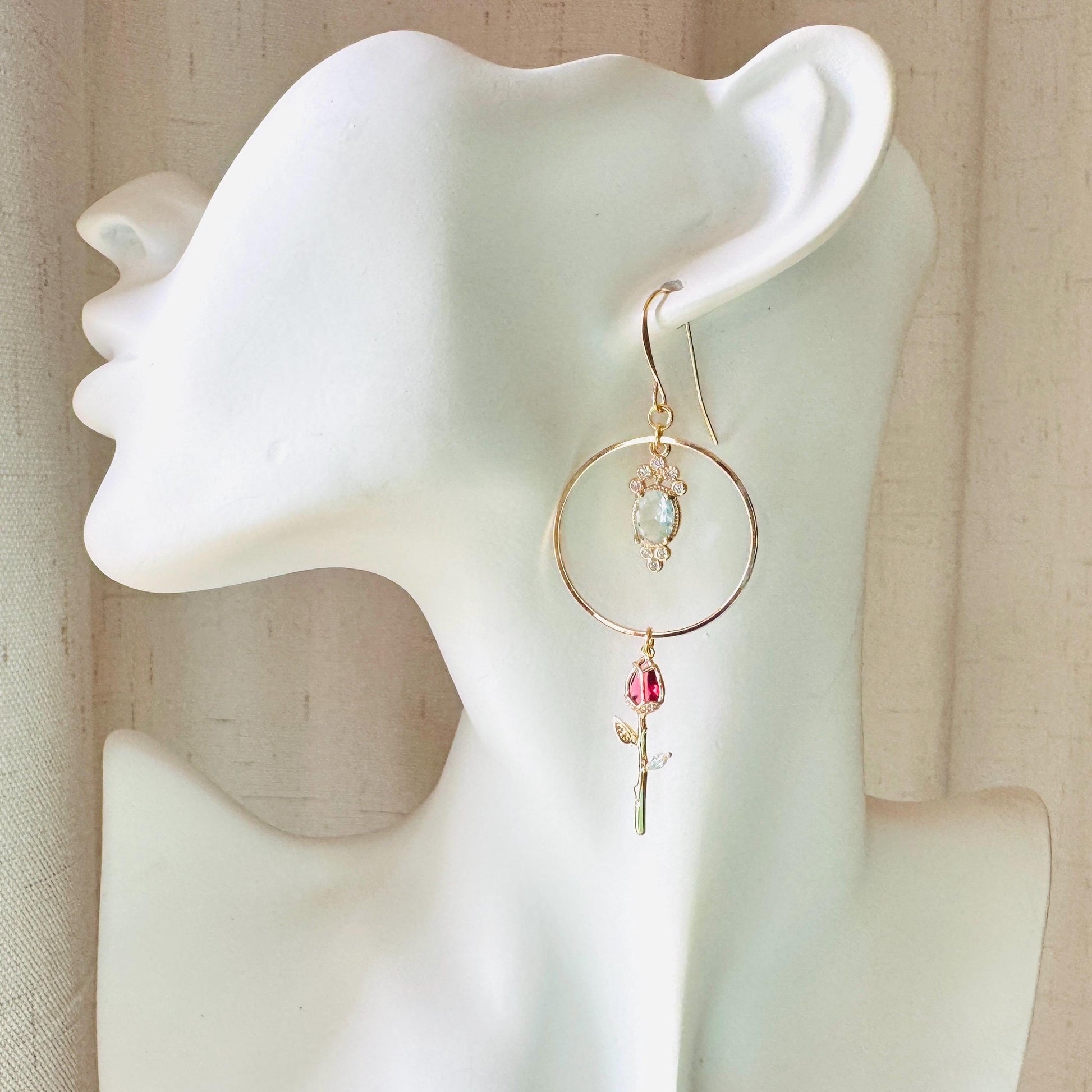 Rose Earrings, Flower Earrings, Witchy Gifts for Women Aesthetic, Coquette Jewelry, Gold Hoop Earrings For Women, Love Gifts for Daughter