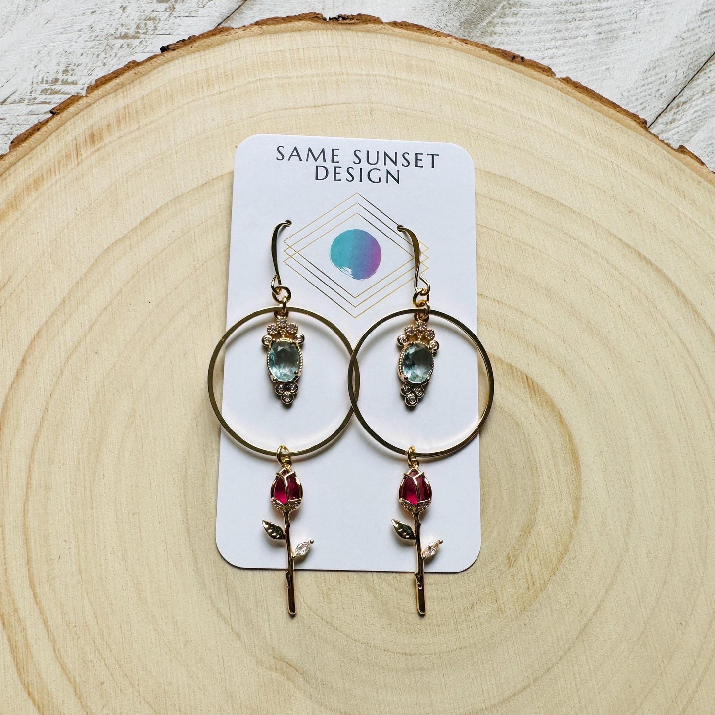 Rose Earrings, Flower Earrings, Witchy Gifts for Women Aesthetic, Coquette Jewelry, Gold Hoop Earrings For Women, Love Gifts for Daughter