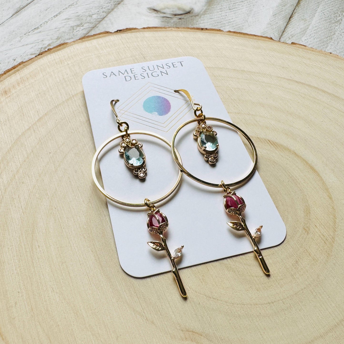 Rose Earrings, Flower Earrings, Witchy Gifts for Women Aesthetic, Coquette Jewelry, Gold Hoop Earrings For Women, Love Gifts for Daughter