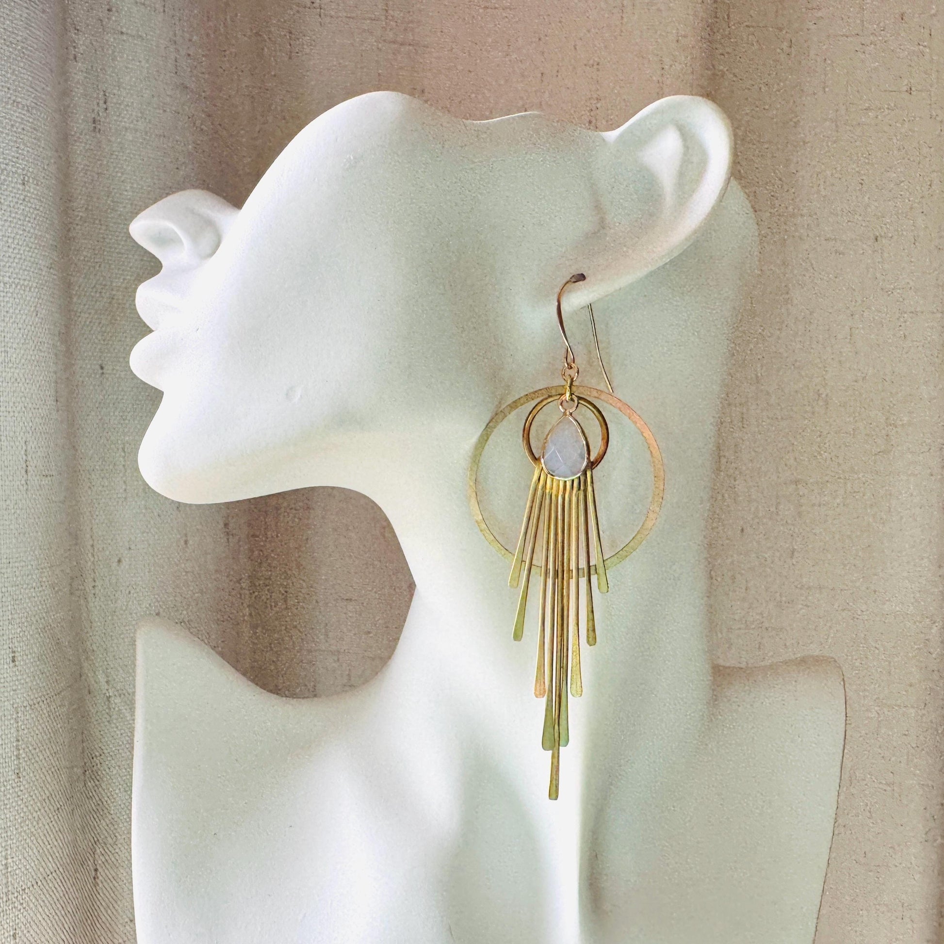 Opalite Earrings, Western Earrings, Celestial Earrings, Boho Fringe Earrings, Birthday Gift for Daughter, Friend Gifts for Women, Statement