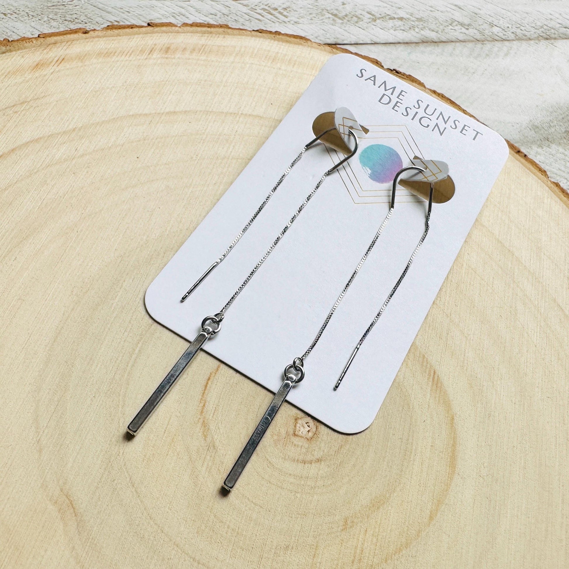 Silver Bar Earrings, Threader Earrings, Silver Earrings, Trendy Jewelry, Bridal Jewelry, Birthday Gift for Daughter, Friend Gifts for Women