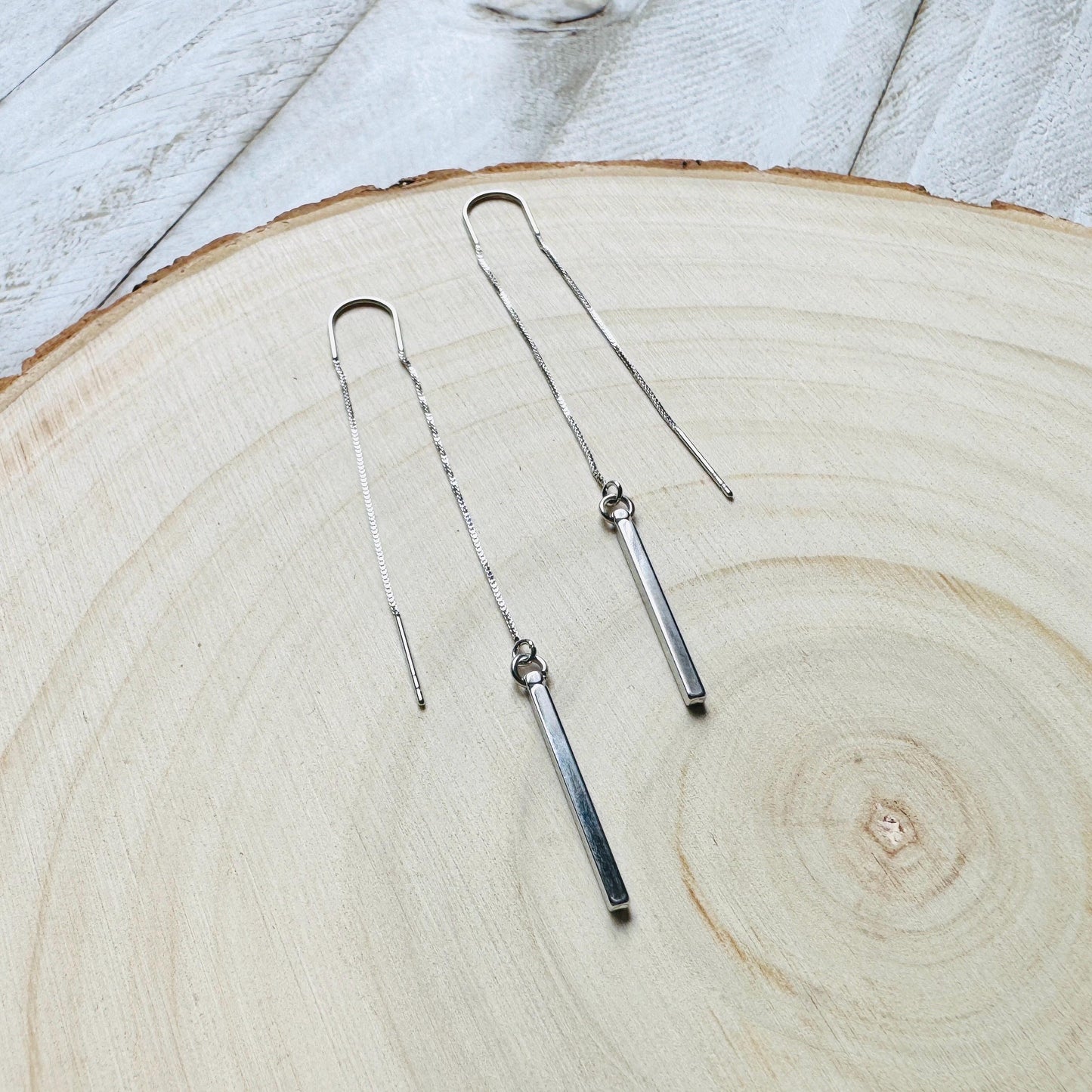 Silver Bar Earrings, Threader Earrings, Silver Earrings, Trendy Jewelry, Bridal Jewelry, Birthday Gift for Daughter, Friend Gifts for Women