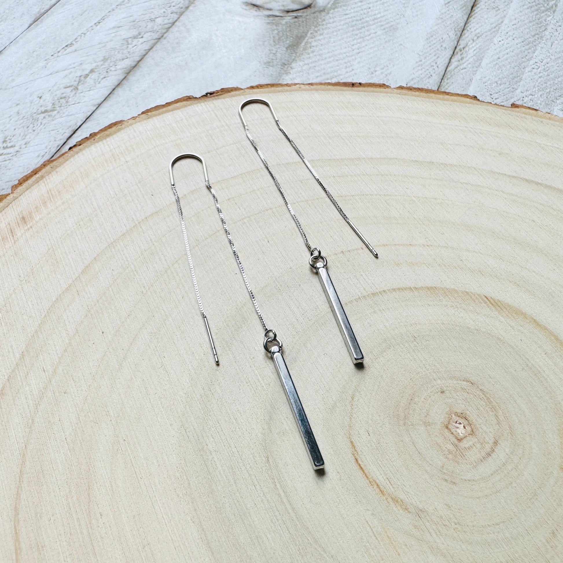 Silver Bar Earrings, Threader Earrings, Silver Earrings, Trendy Jewelry, Bridal Jewelry, Birthday Gift for Daughter, Friend Gifts for Women