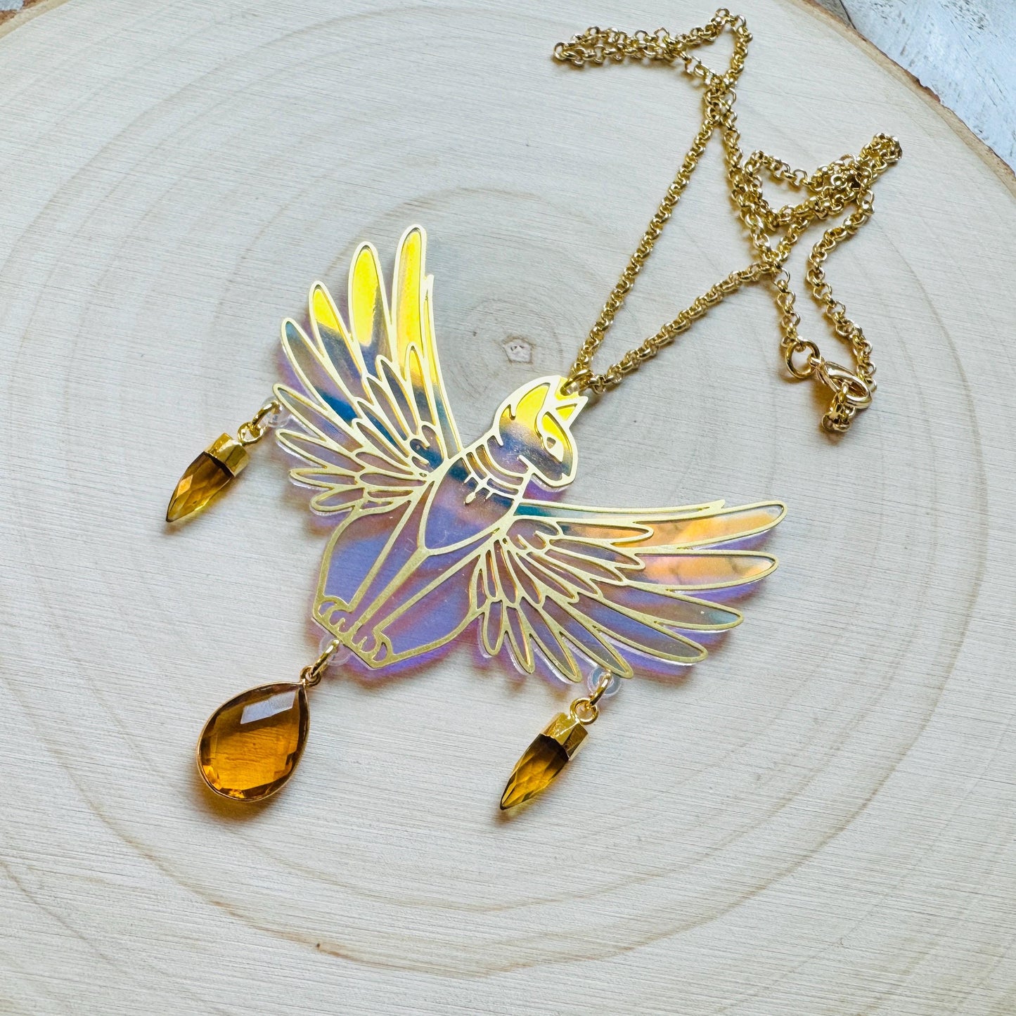 Cat Necklace, Citrine Necklace, Boho Necklace, Geometric Jewelry, Modern Chic Jewelry, Cat Lover Gift, Friend Gifts for Women, Whimsical