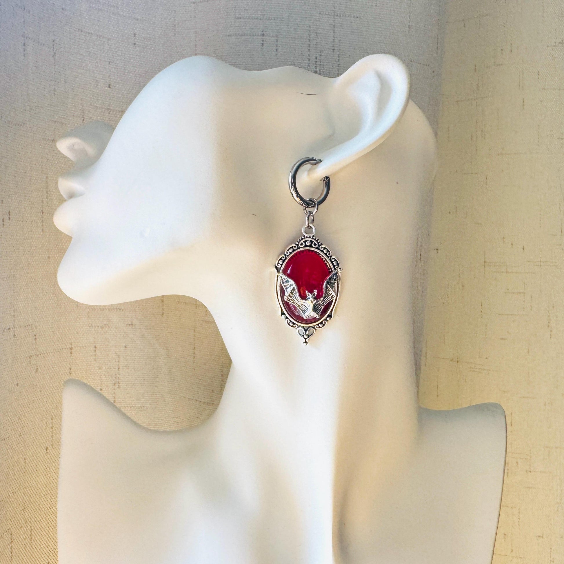 Bat Earrings, Huggie Hoop Earrings, Witchy Earrings, Halloween Spooky Earrings, Punk Jewelry, Goth Earrings for Women, Science Teacher Gift