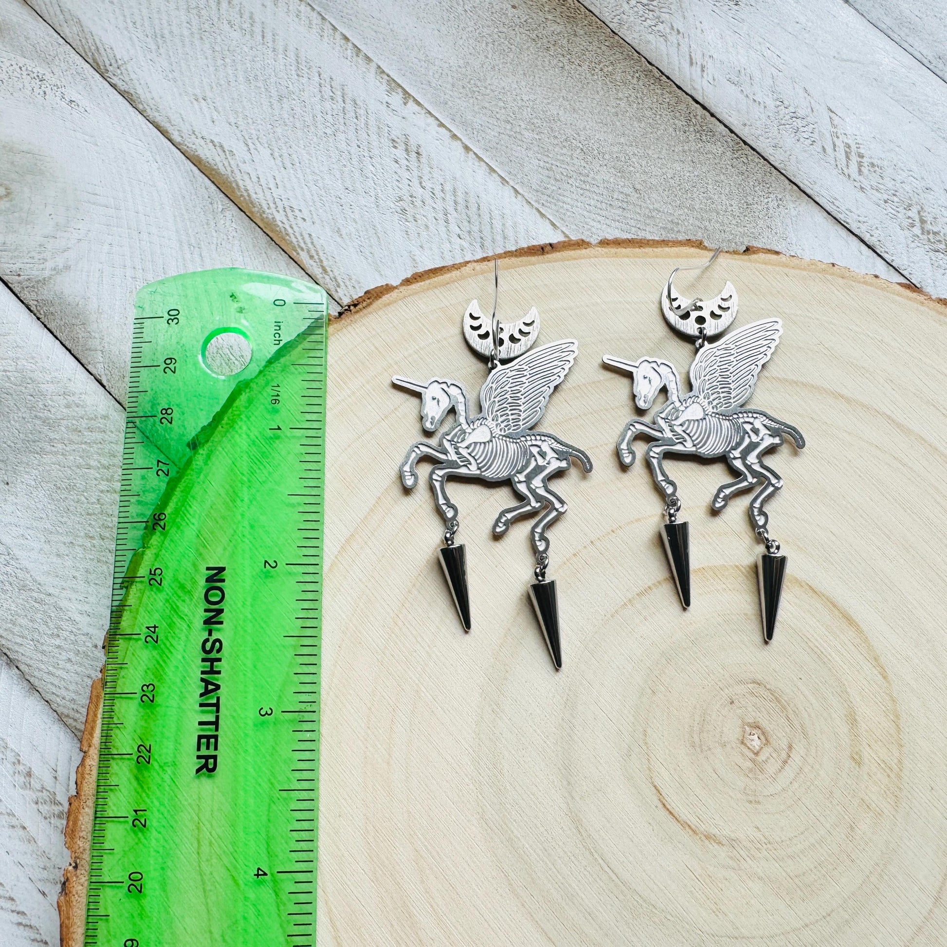 Alicorn Earrings, Skeleton Earrings, Unicorn Earrings, Spike Earrings, Fun Earrings, Unique Halloween Gifts, Goth Earrings for Women, Punk