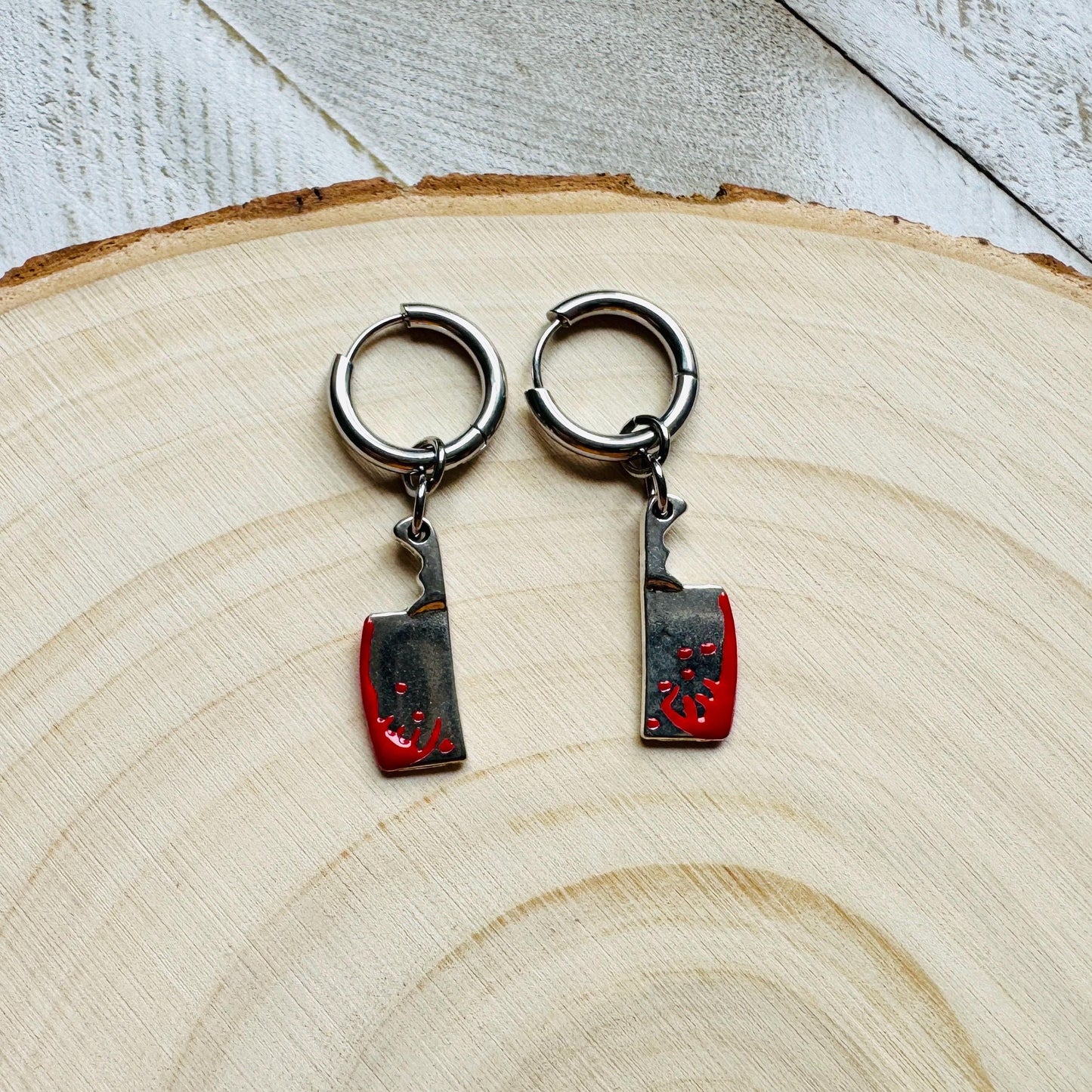 Cleaver Earrings, Huggie Hoops, Goth Earrings, Witchy Earrings, Punk Jewelry Men, Unique Halloween Gifts, Friend Gifts for Birthday